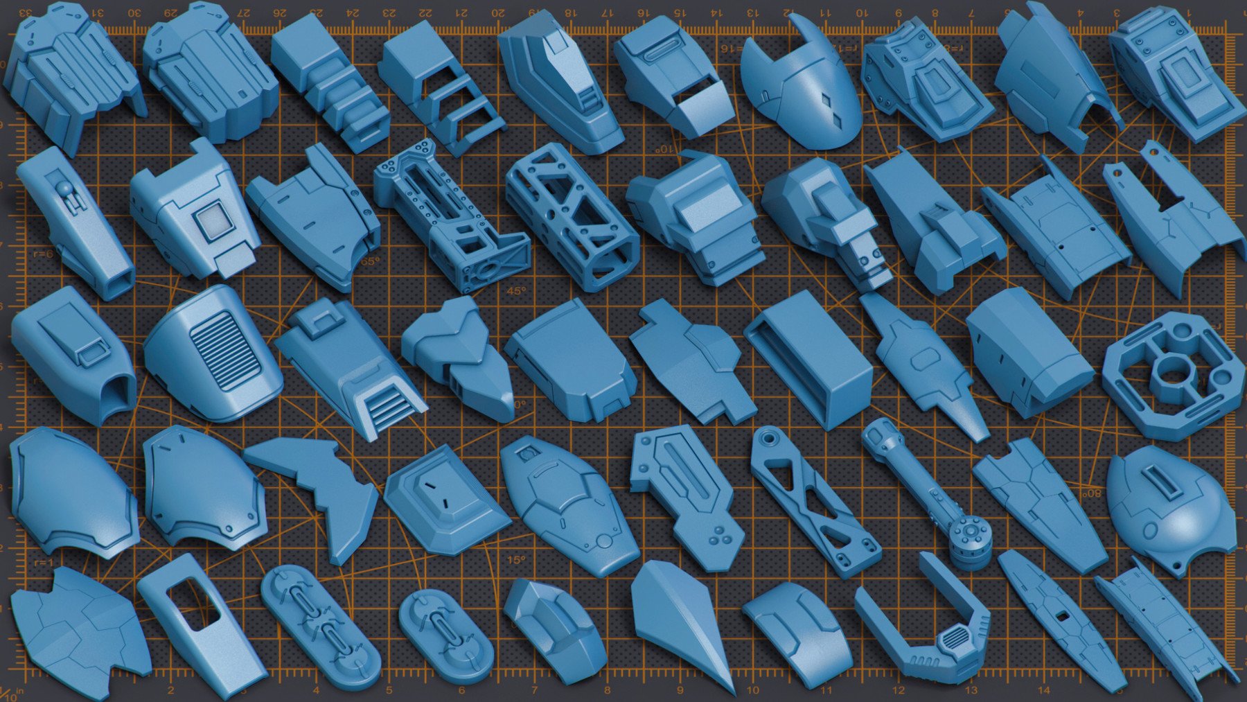 Mega Pack Sci-Fi Hard Surface KITBASH 500 DETAILS