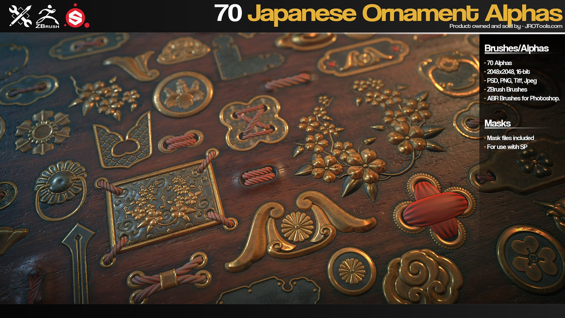 ZBrush/SP - JP.Ornament Alpha/Trim/Tile Collection