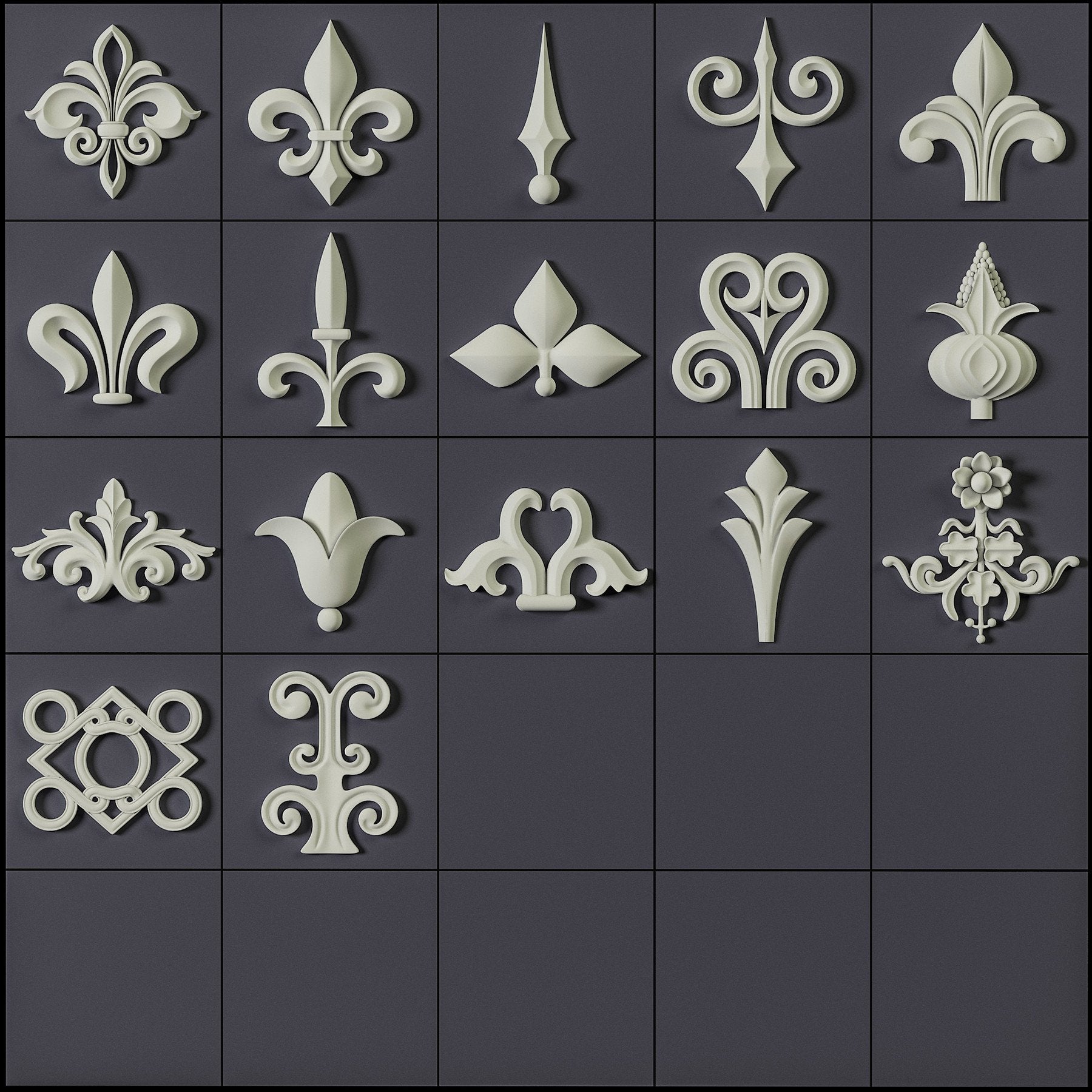 150 Ornament Brushes, 4K Alphas and 3D Models, Vol.01