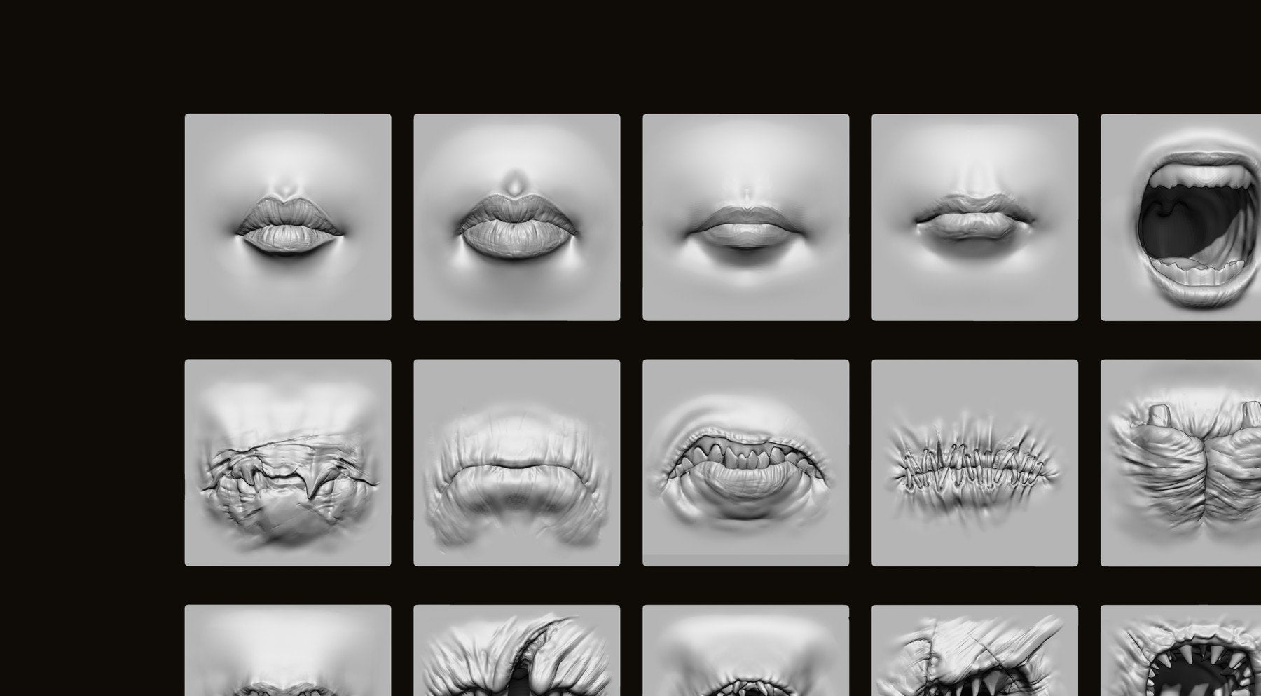 MOUTHS - 40 ZBrush VDMs + 5 bonus variations