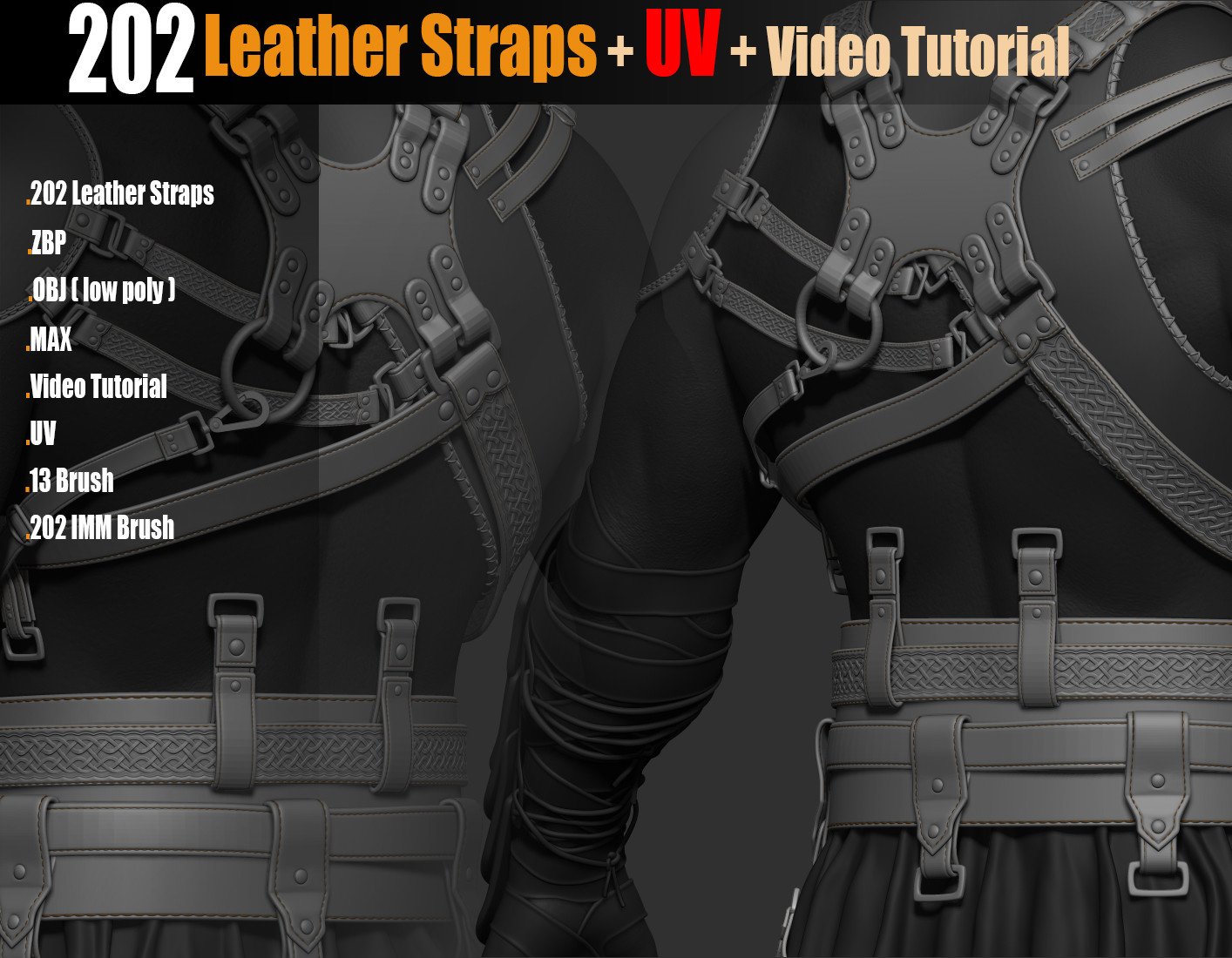 202 IMM Brush Leather Straps Vol 02 + UV + Video Tutorial