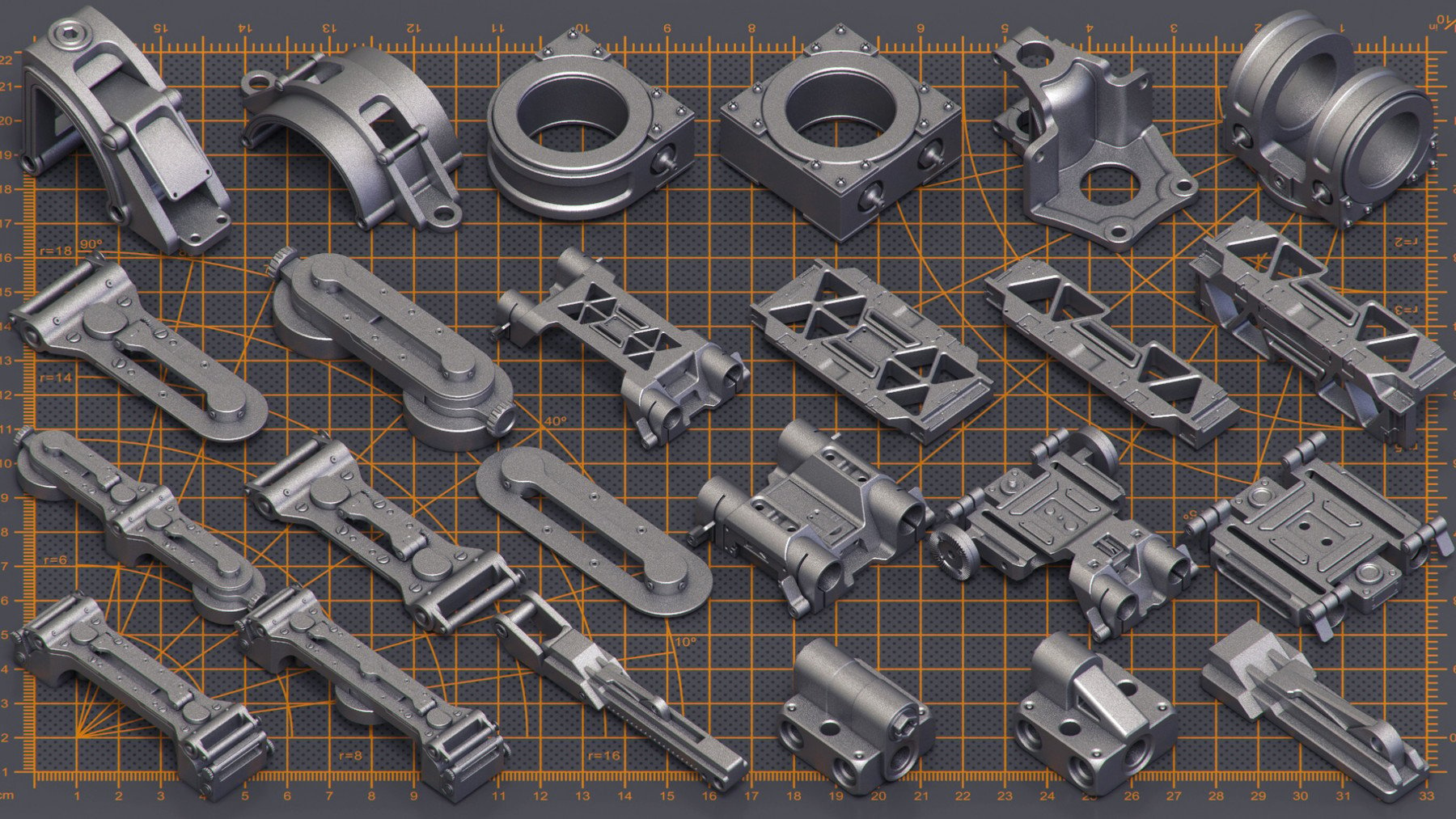 Mega Pack Sci-Fi Hard Surface KITBASH 400 DETAILS