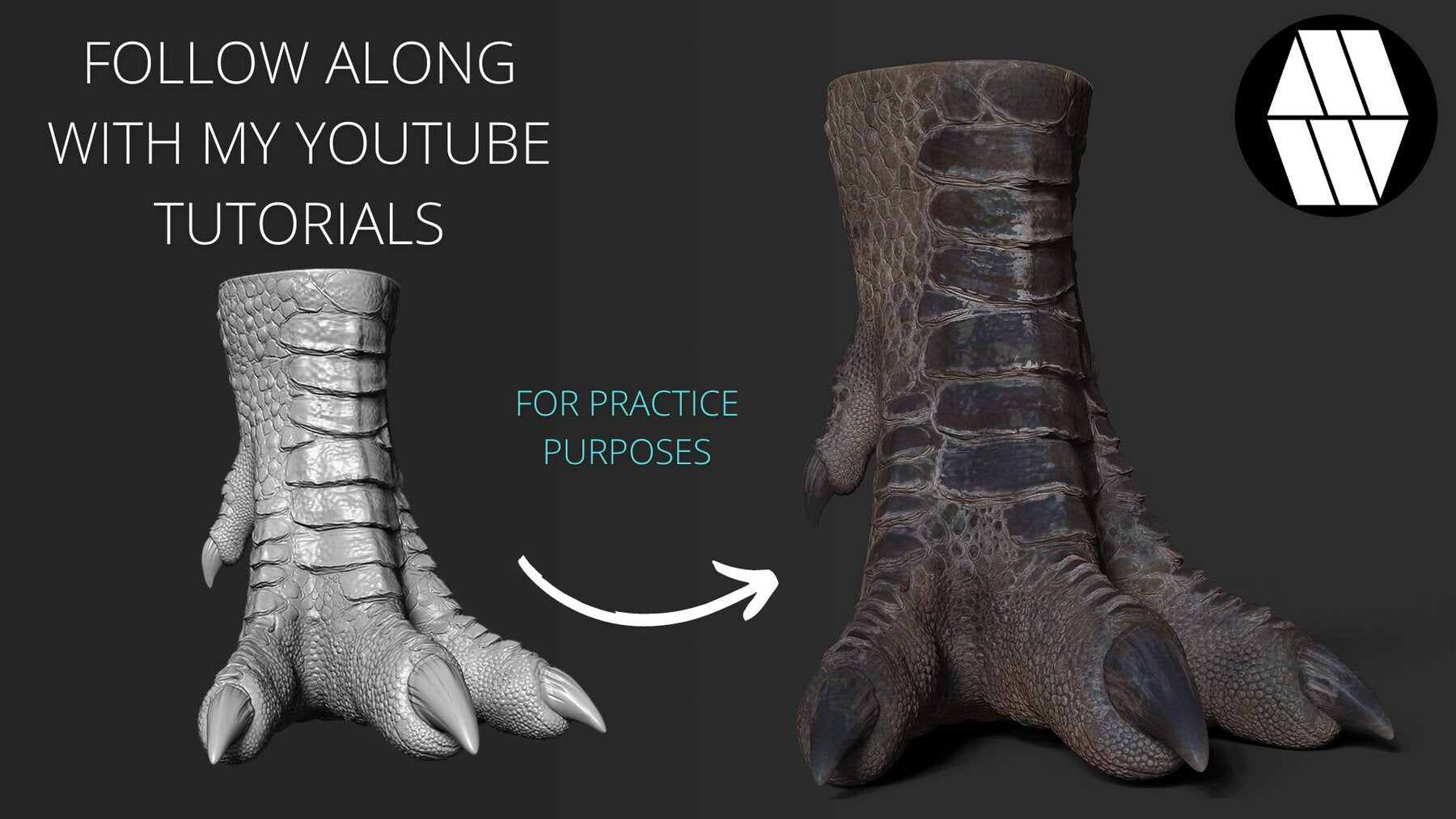 ZBRUSH - Dino Foot Base Mesh - ZTool (with basic UVs)