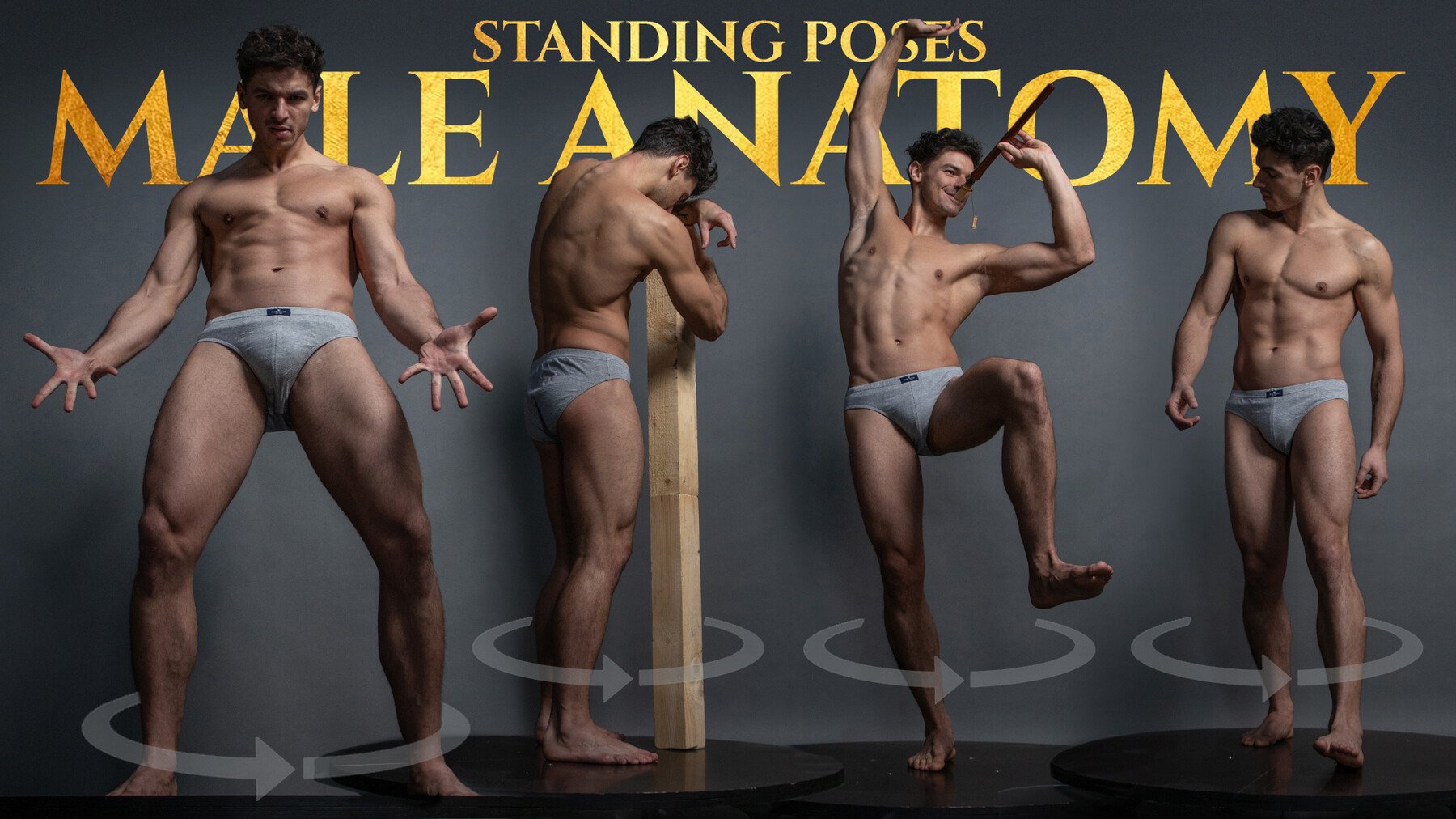 Male Anatomy (Standing Turnaround Poses) - Reference Photo Pack 851 JPEGs