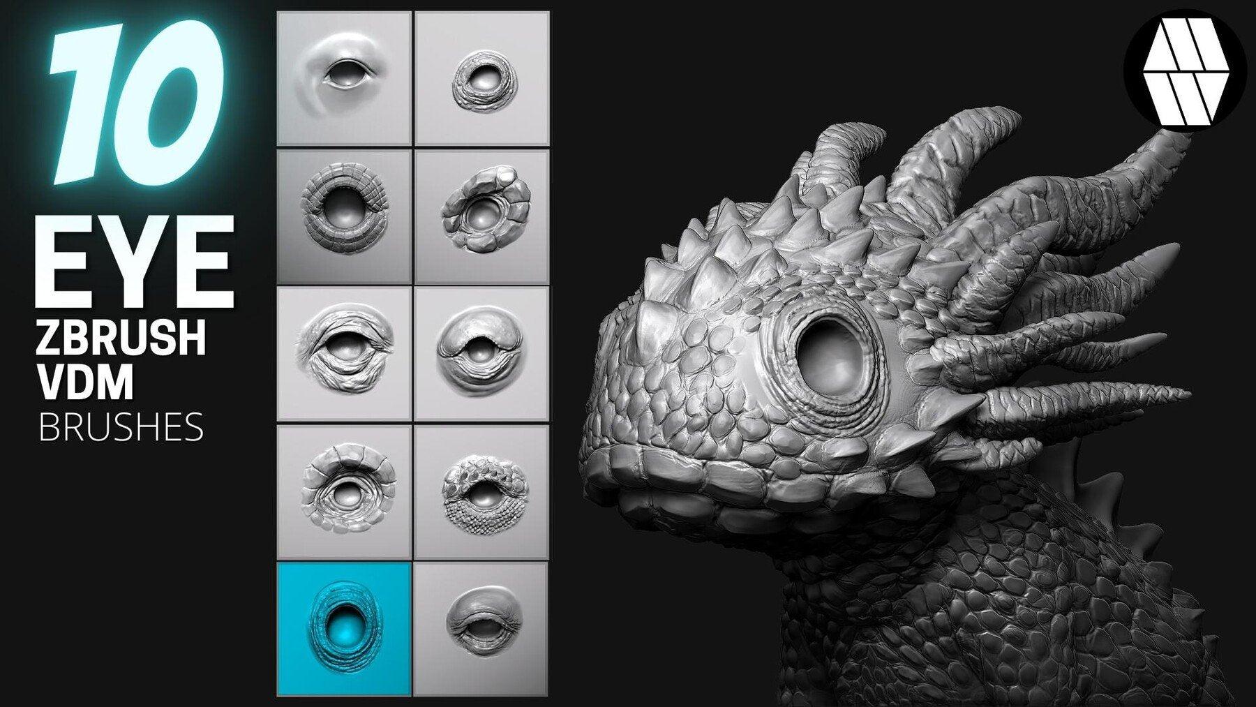 10 EYE VDM Brush - Custom made Brush to use in ZBrush Sculpting