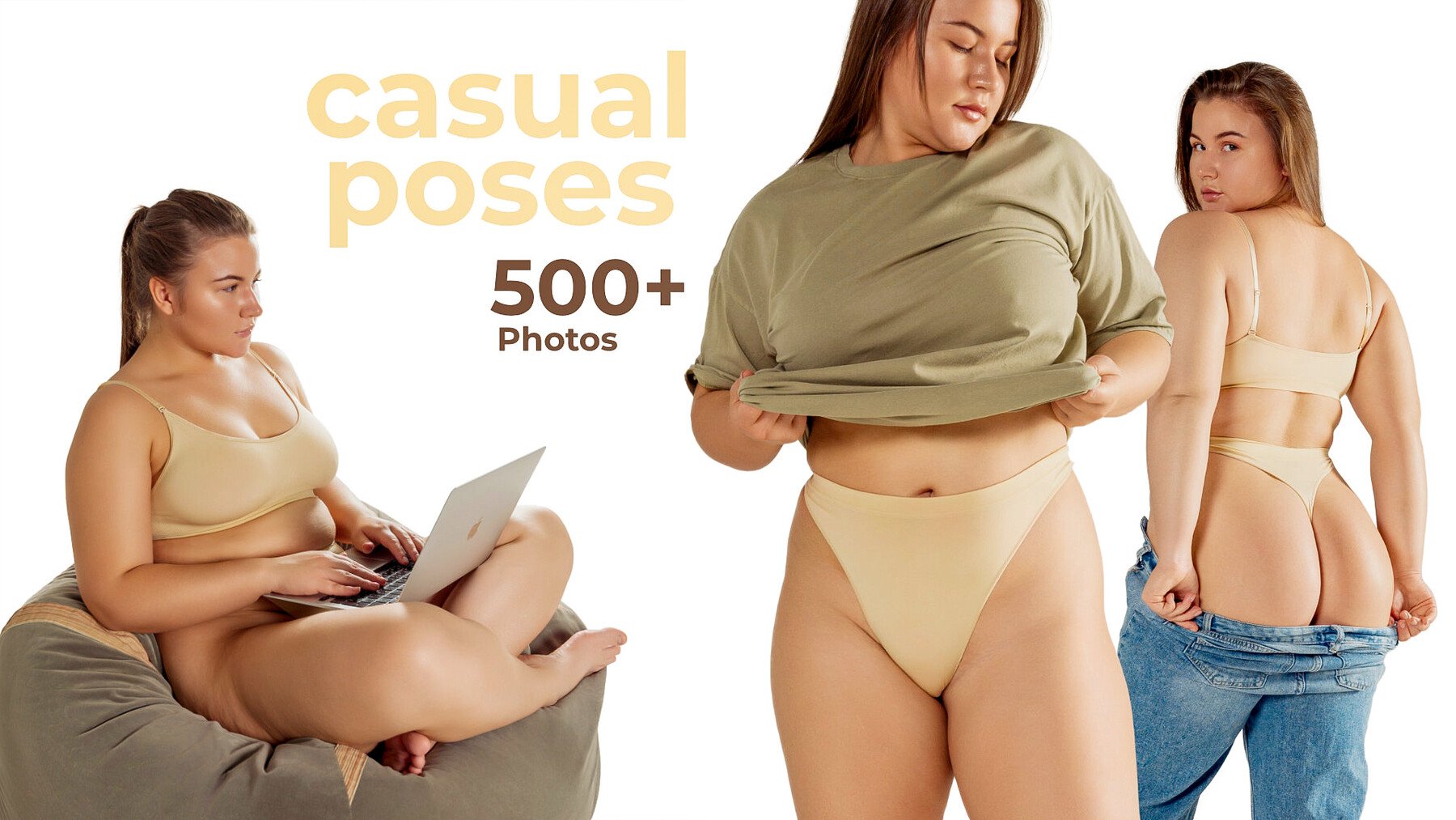 500+ Casual Poses (Plus-Size model) - Reference Pictures