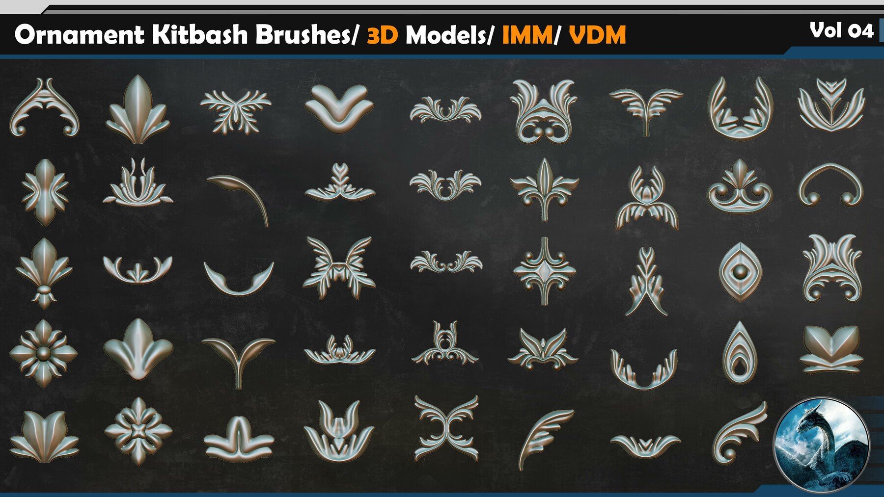 Ornament Kitbash Brushes / 3D Models / IMM / VDM Vol 04