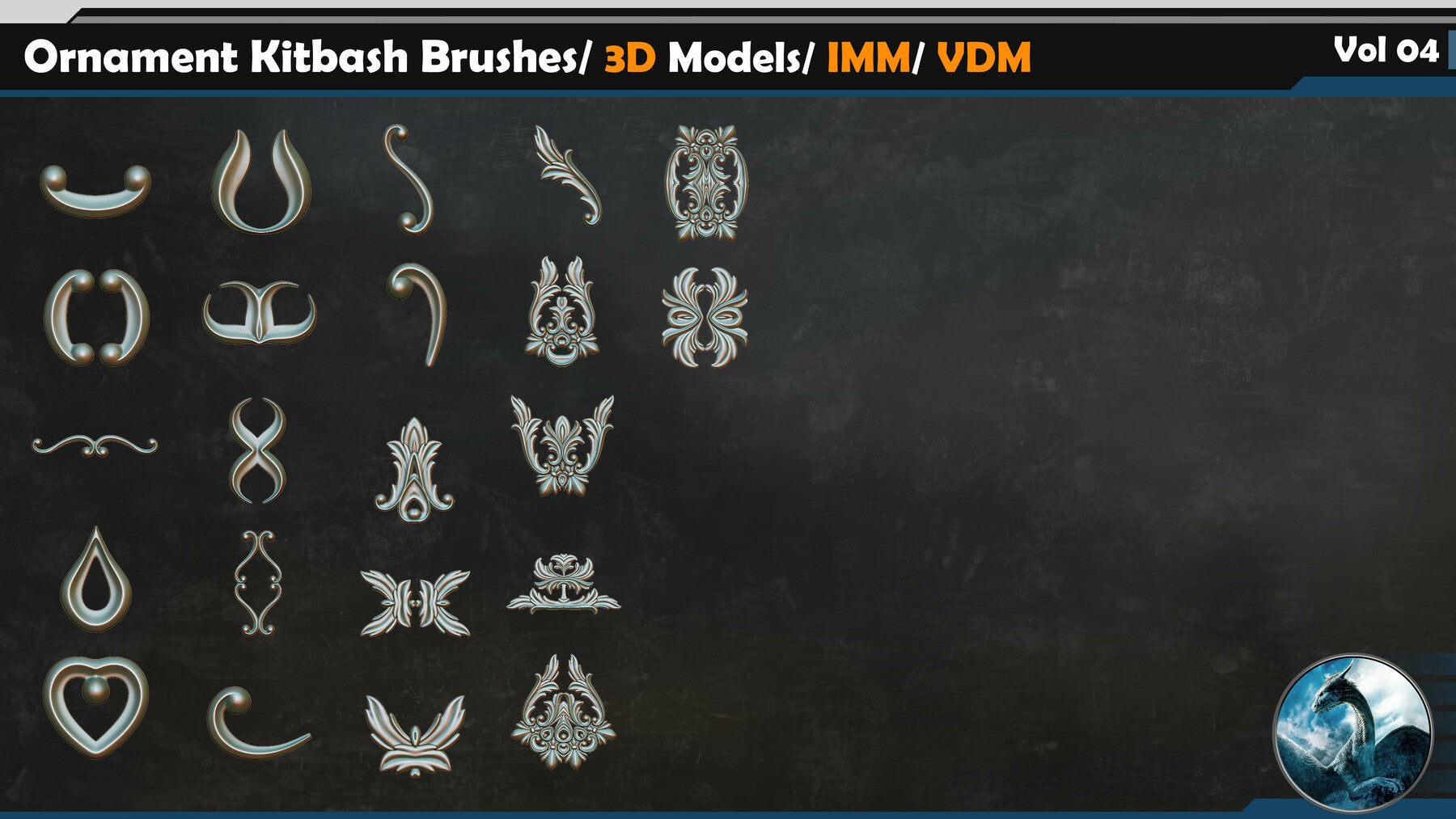 Ornament Kitbash Brushes/ 3D Models/ IMM/ VDM Vol 04