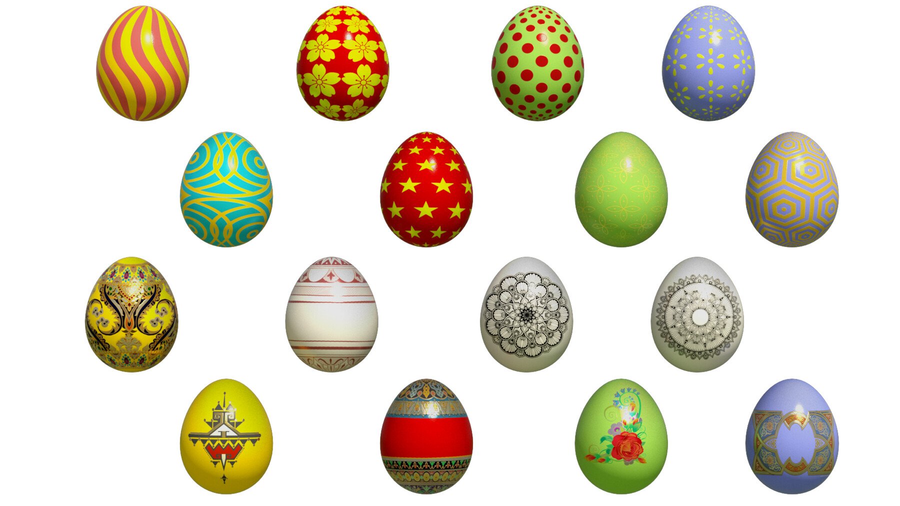 16 Easter EGGs collection [PBR texured] 4k