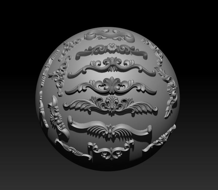 150 Ornament Brushes, 4K Alphas and 3D Models, Vol.01