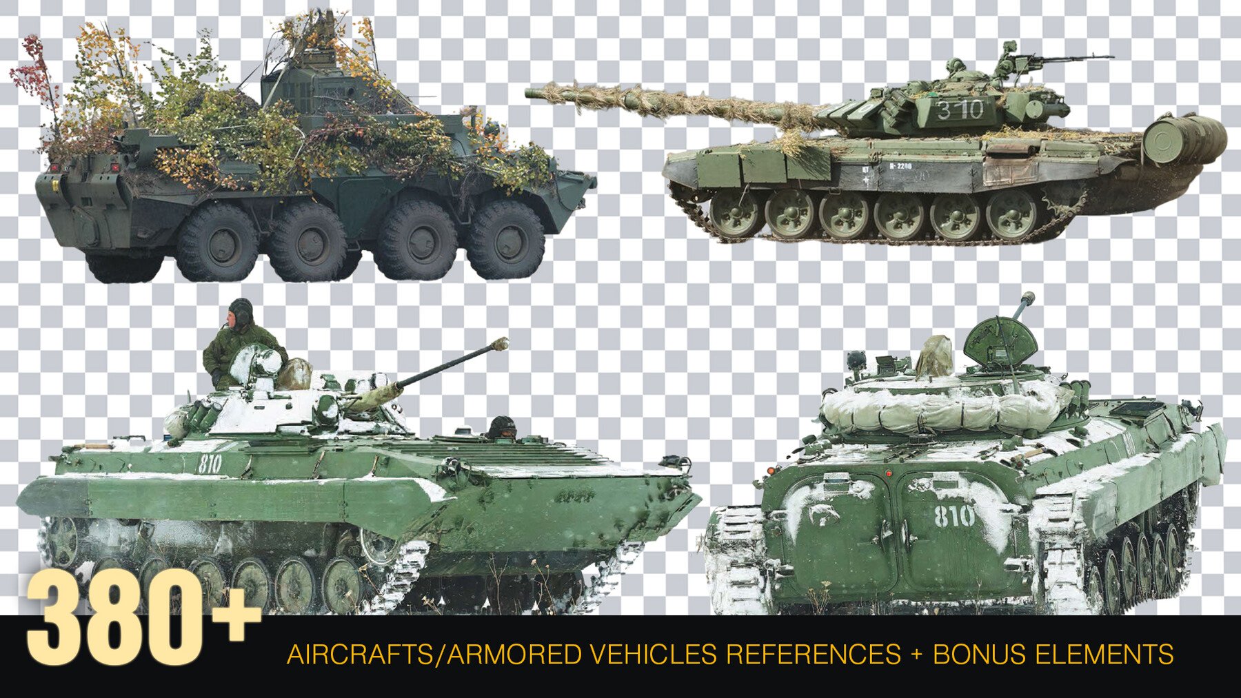 380 + Military Aircraft And Armored Vehicles Reference pack [Cutouts] PNG