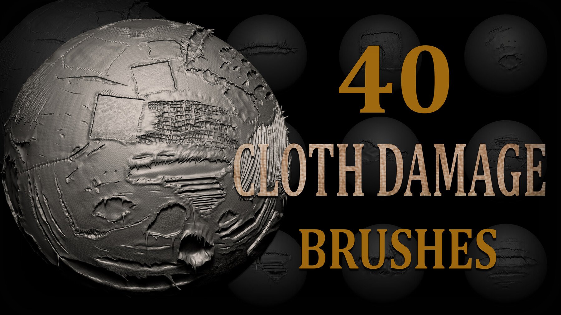 Zbrush + Blender - 40 Cloth Damage Brushes