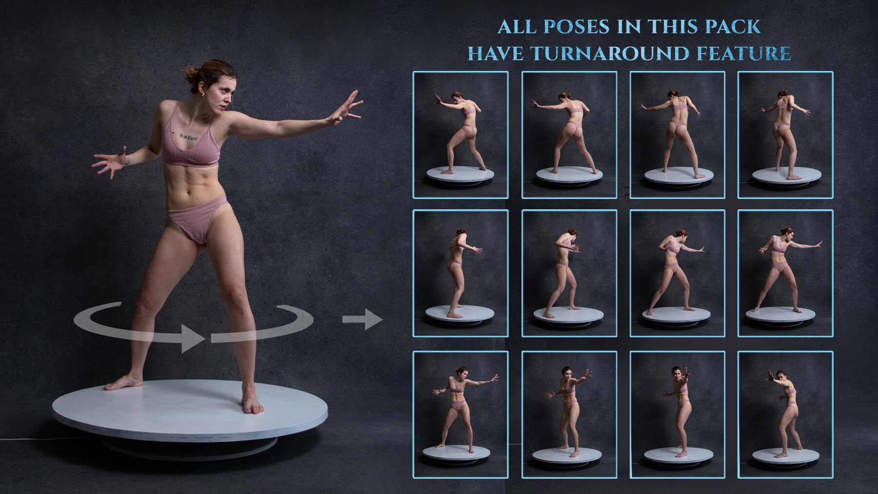 Female Anatomy - (Standing Turnaround Poses) - Reference Photo Pack 855 JPEGs