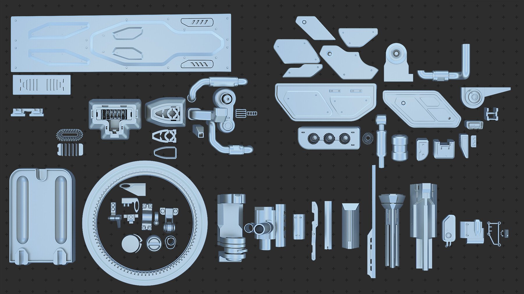 100+ HARD SURFACE KITBASH [PRODUCTION READY TOPOLOGY]