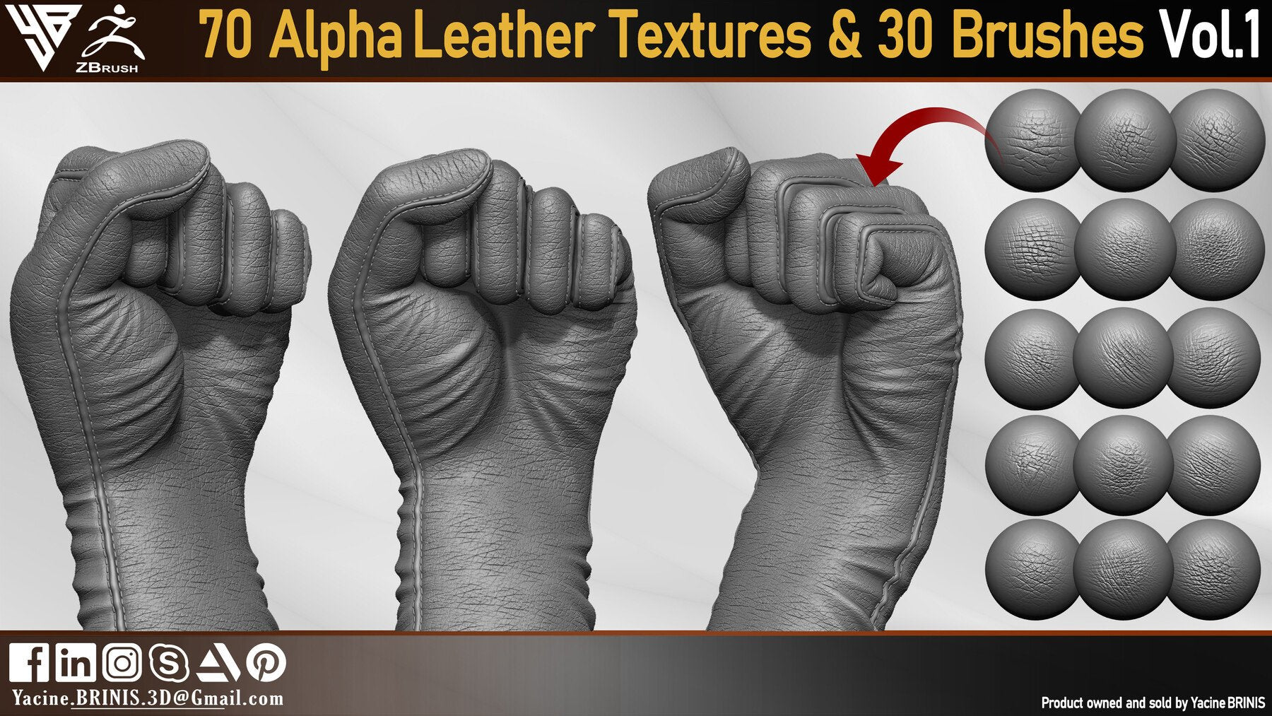 70 Alpha Leather Textures & 30 Brushes Vol 01