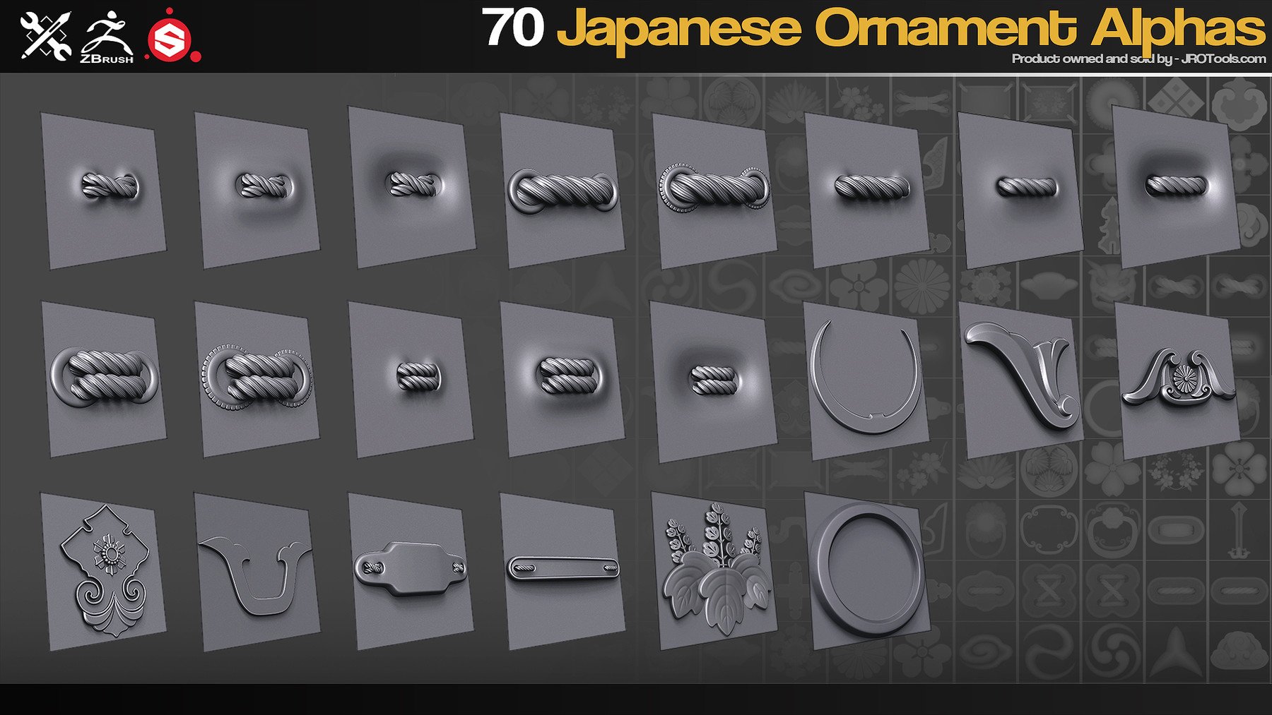 ZBrush/SP - 70 Japanese Ornament Alphas