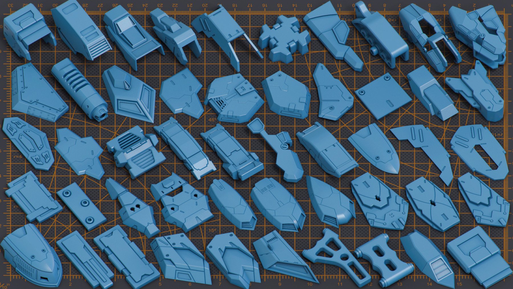 Mega Pack Sci-Fi Hard Surface KITBASH 500 DETAILS