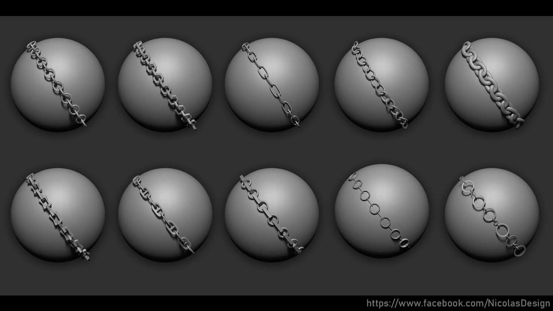 Zbrush - 20 Chains IMM Brush + Meshes