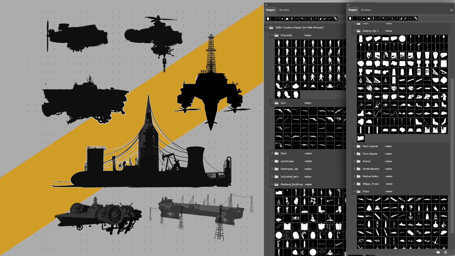 2100+ Custom Shapes+1000 Cheat Brushes Mega Pack for Concept Art