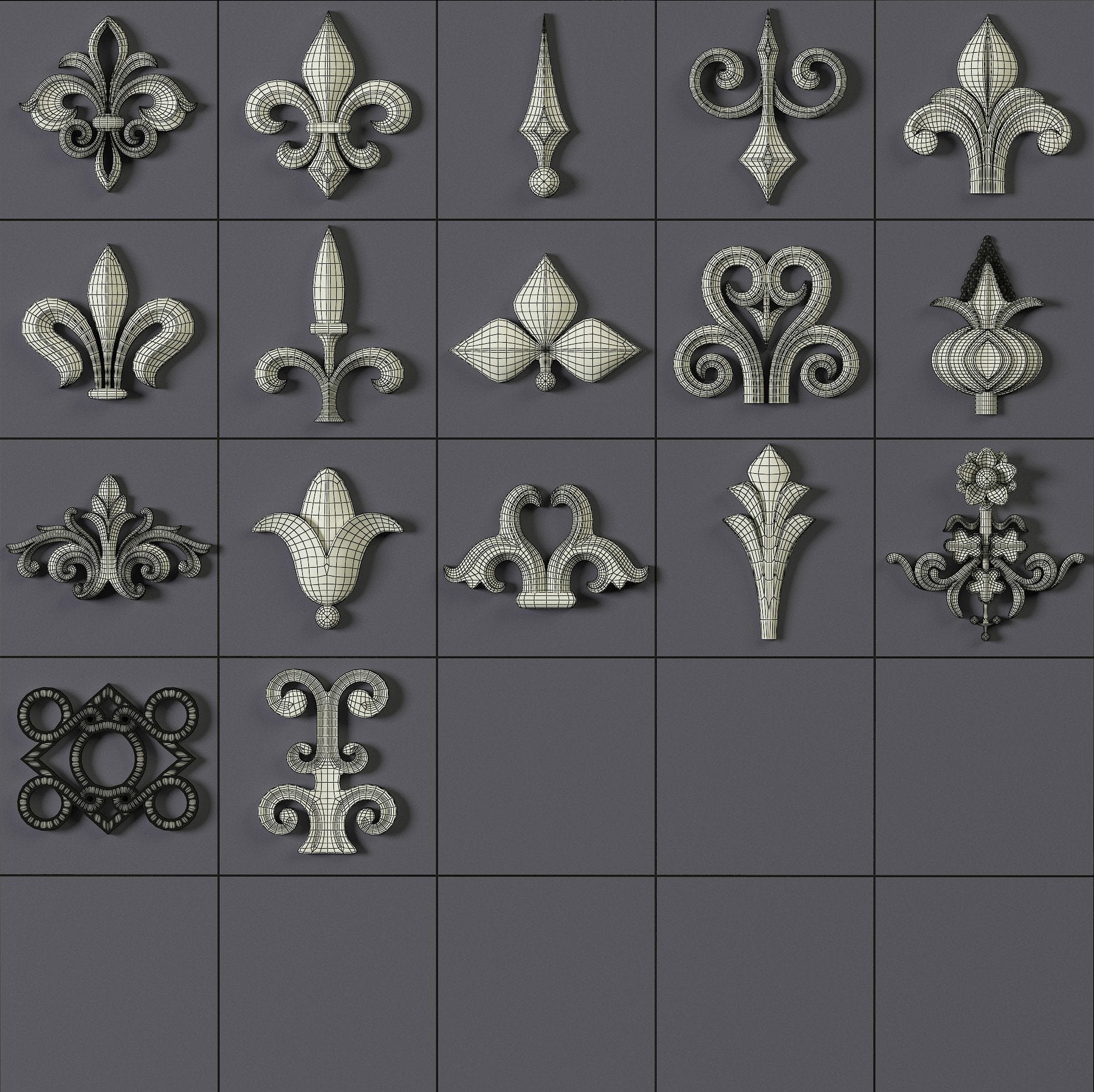 150 Ornament Brushes, 4K Alphas and 3D Models, Vol.01