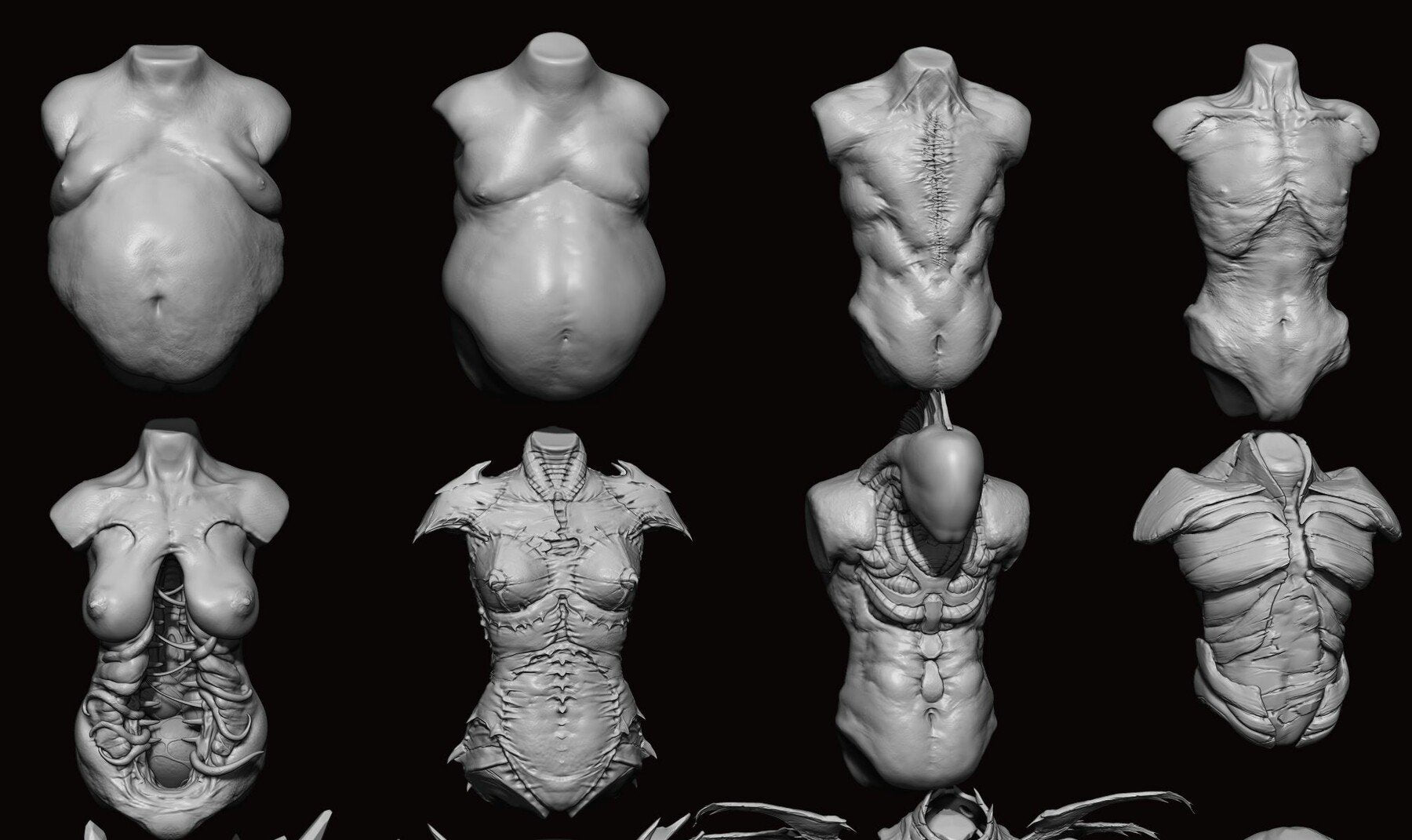 TORSOS - 33 Character & Creature Zbrush Insertmesh Brush