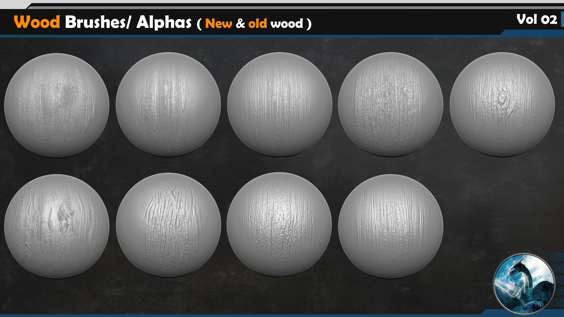 Wood VDM Brushes / Alphas ( New & old wood ) Vol 02