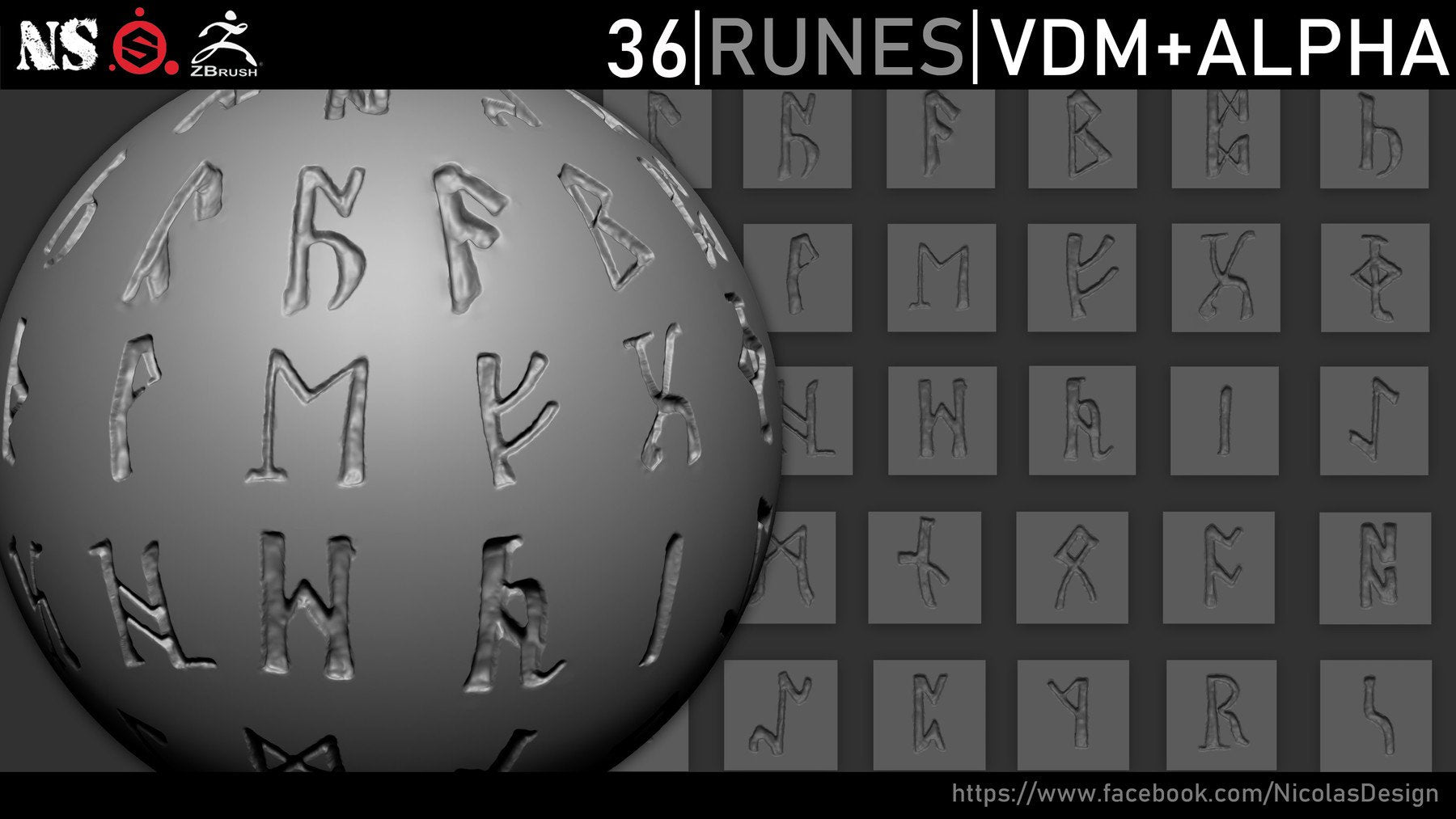 36 Gothic Runes VDM Brush + Alpha