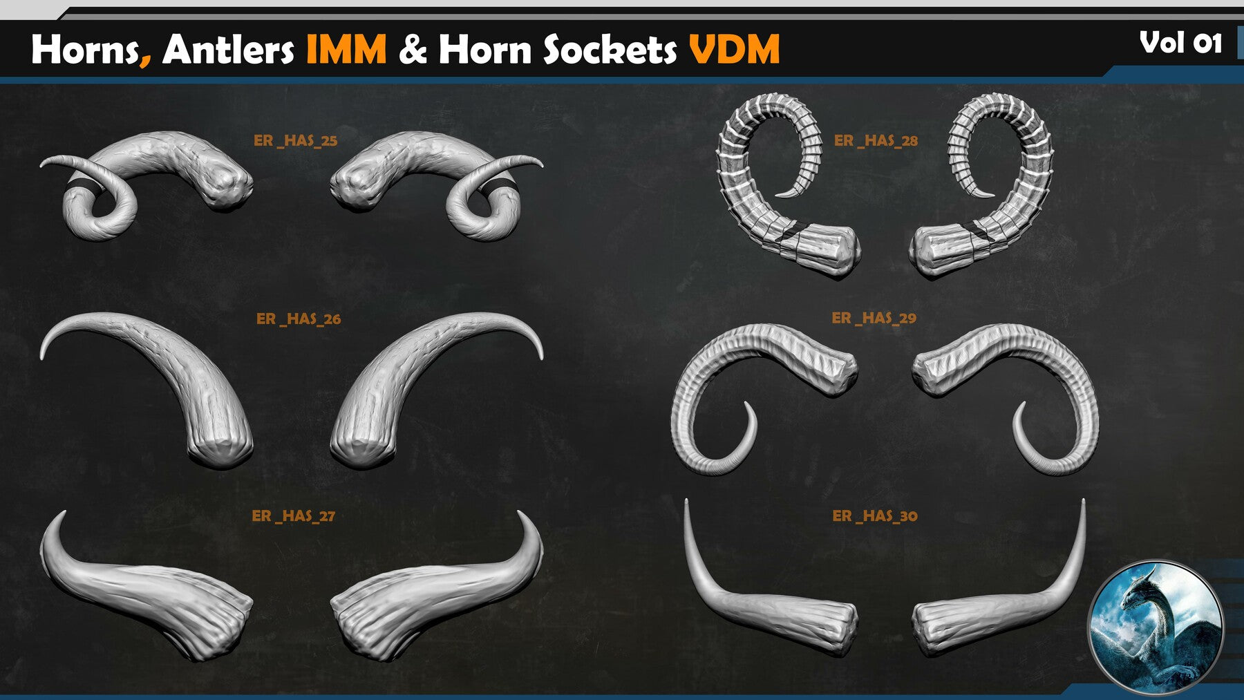 Horns and Antlers IMM & Horn Sockets VDM Vol 01