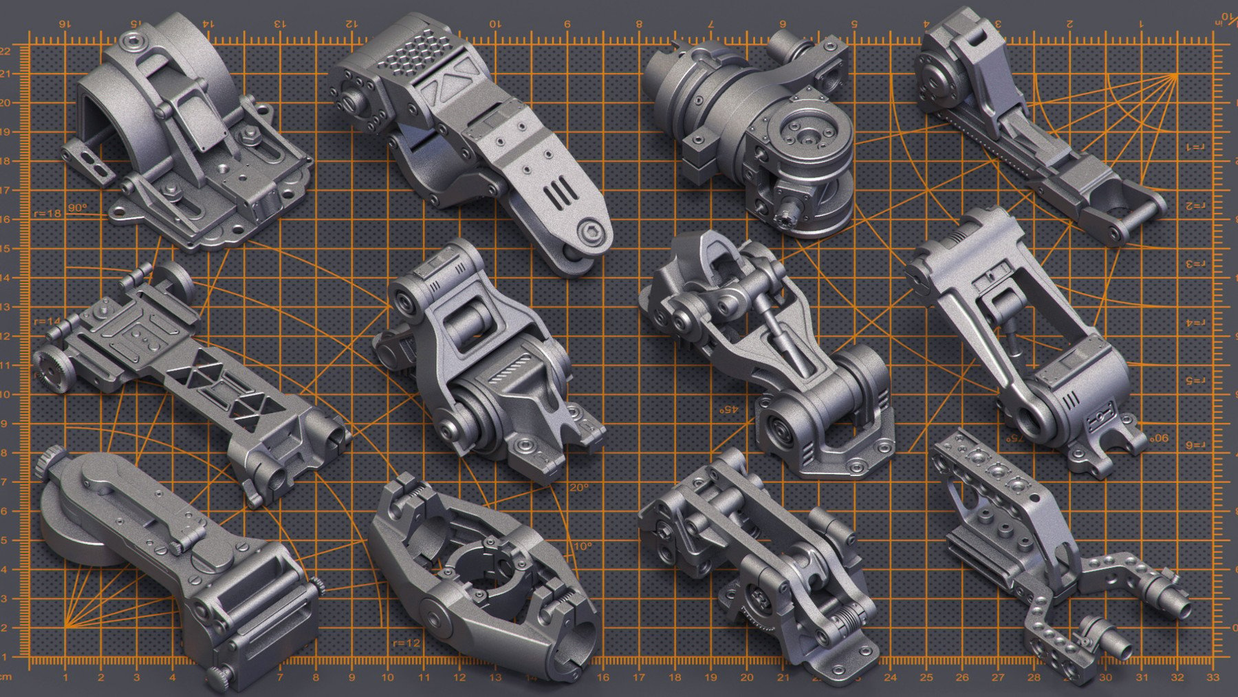 Mega Pack Sci-Fi Hard Surface KITBASH 400 DETAILS