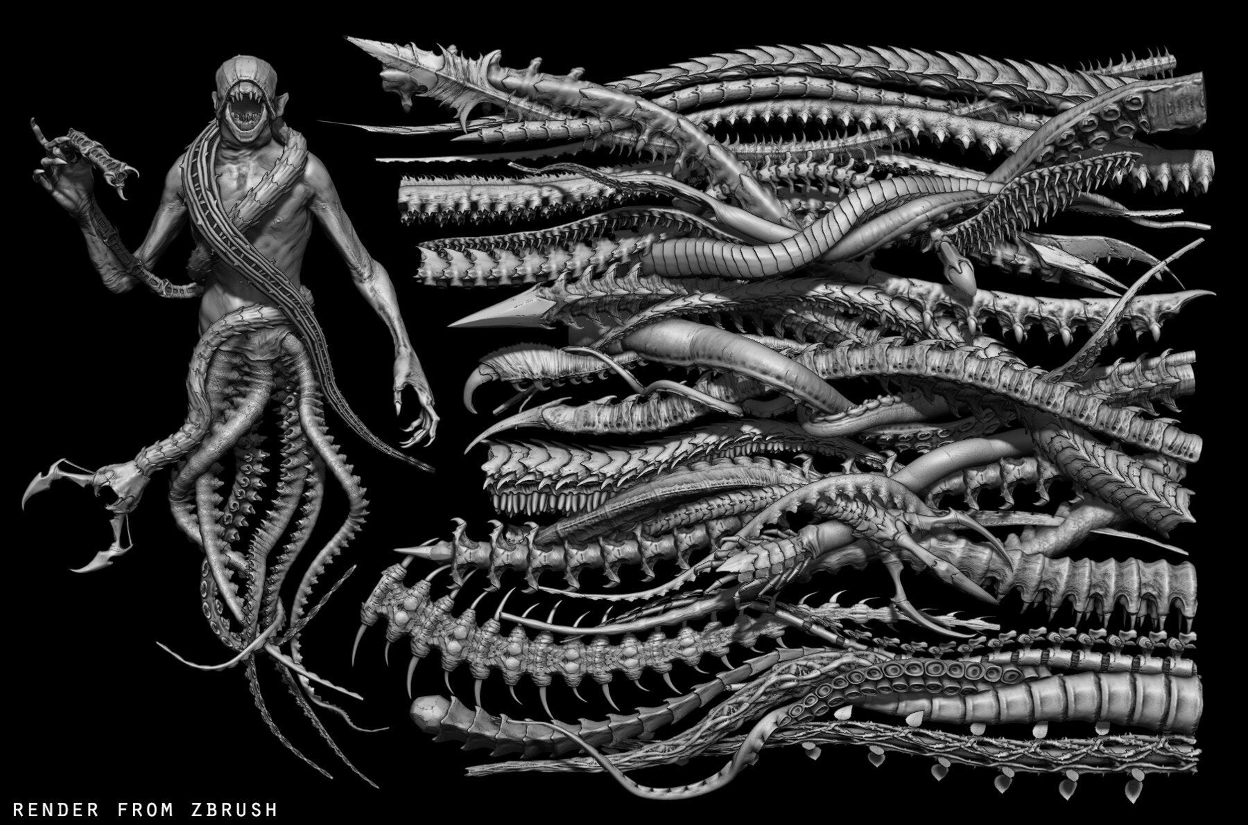 TENTACLES - 40+ in ZBrush brushes and OBJs