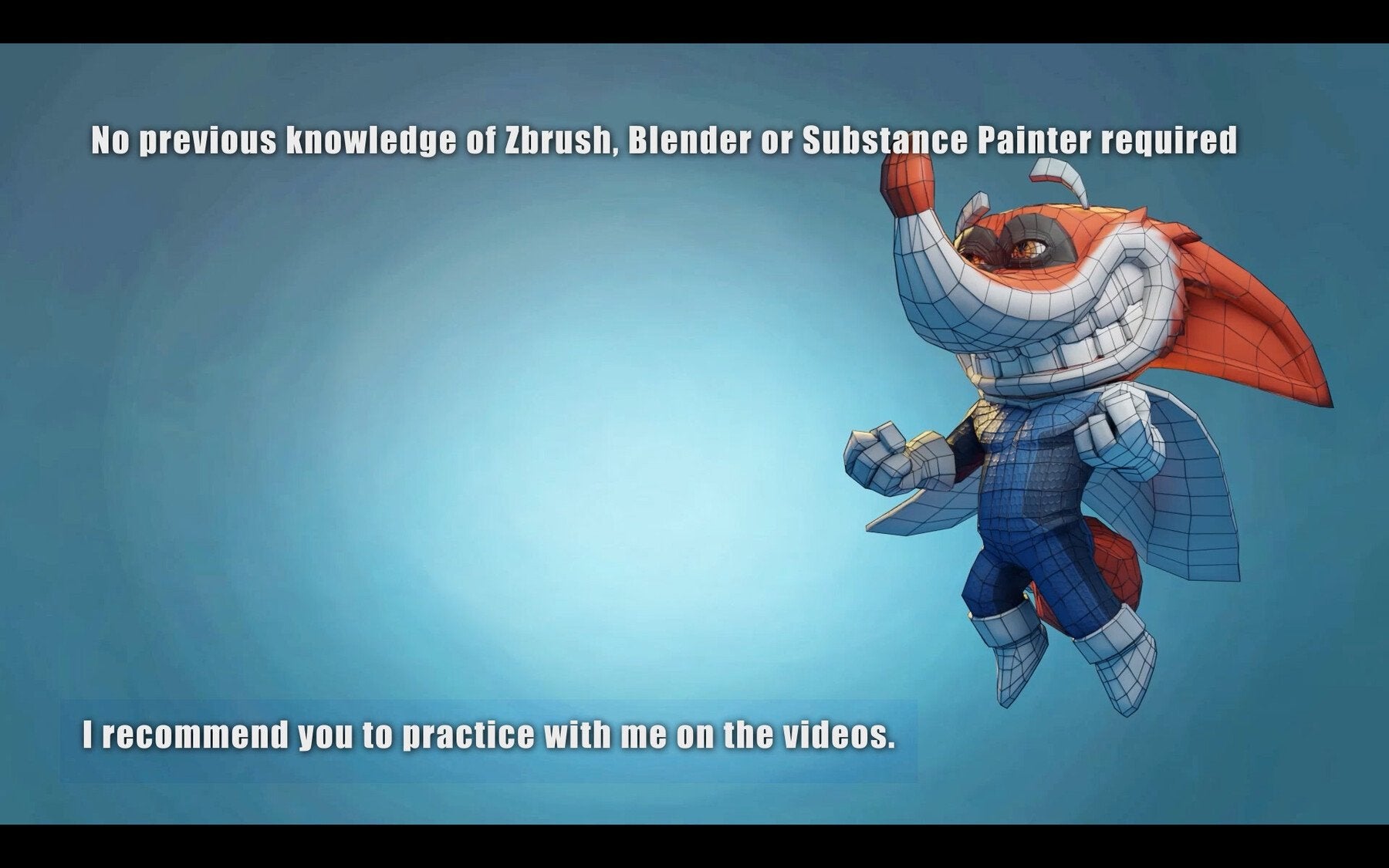 Zbrush-Blender-Substance Painter full 3D character for game Absolute beginners course