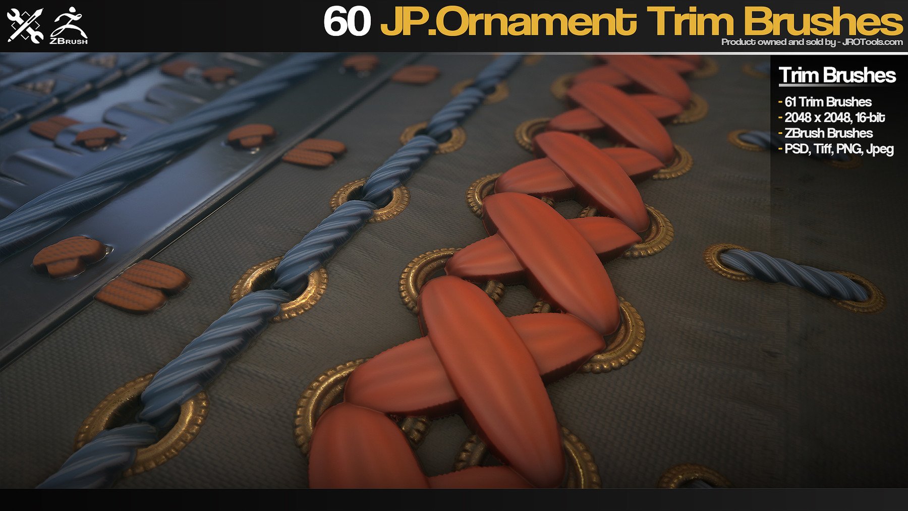 ZBrush - 60 JP.Ornament Trim Brushes