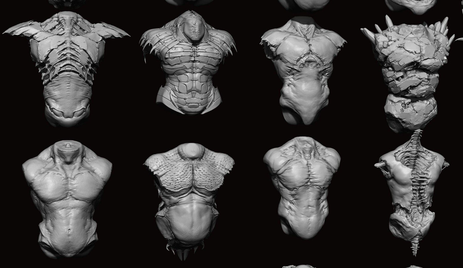 TORSOS - 33 Character & Creature Zbrush Insertmesh Brush