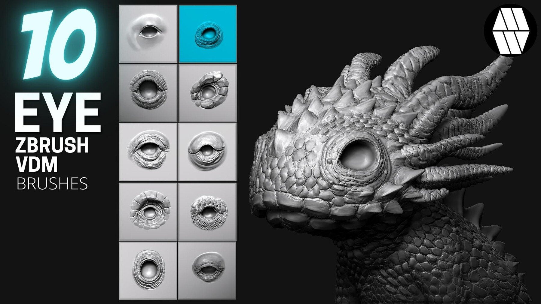 10 EYE VDM Brush - Custom made Brush to use in ZBrush Sculpting