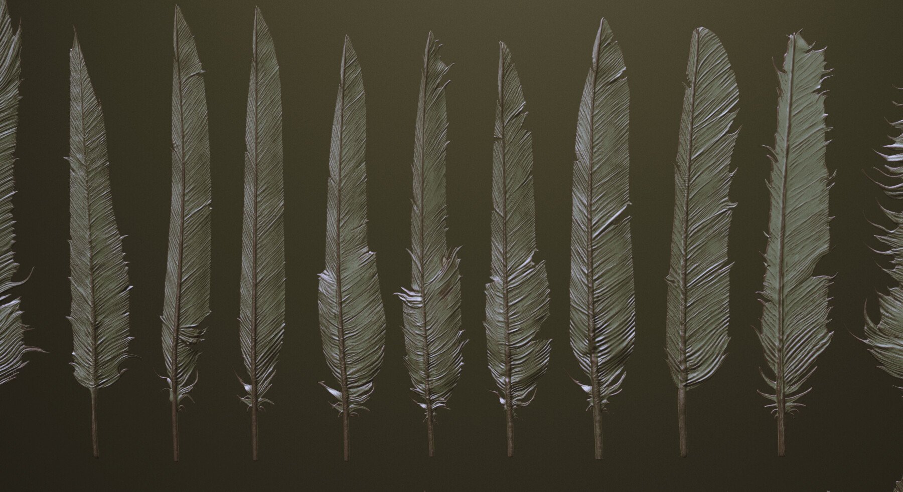 FEATHERS - 40 High poly sculpts and IMM Brush