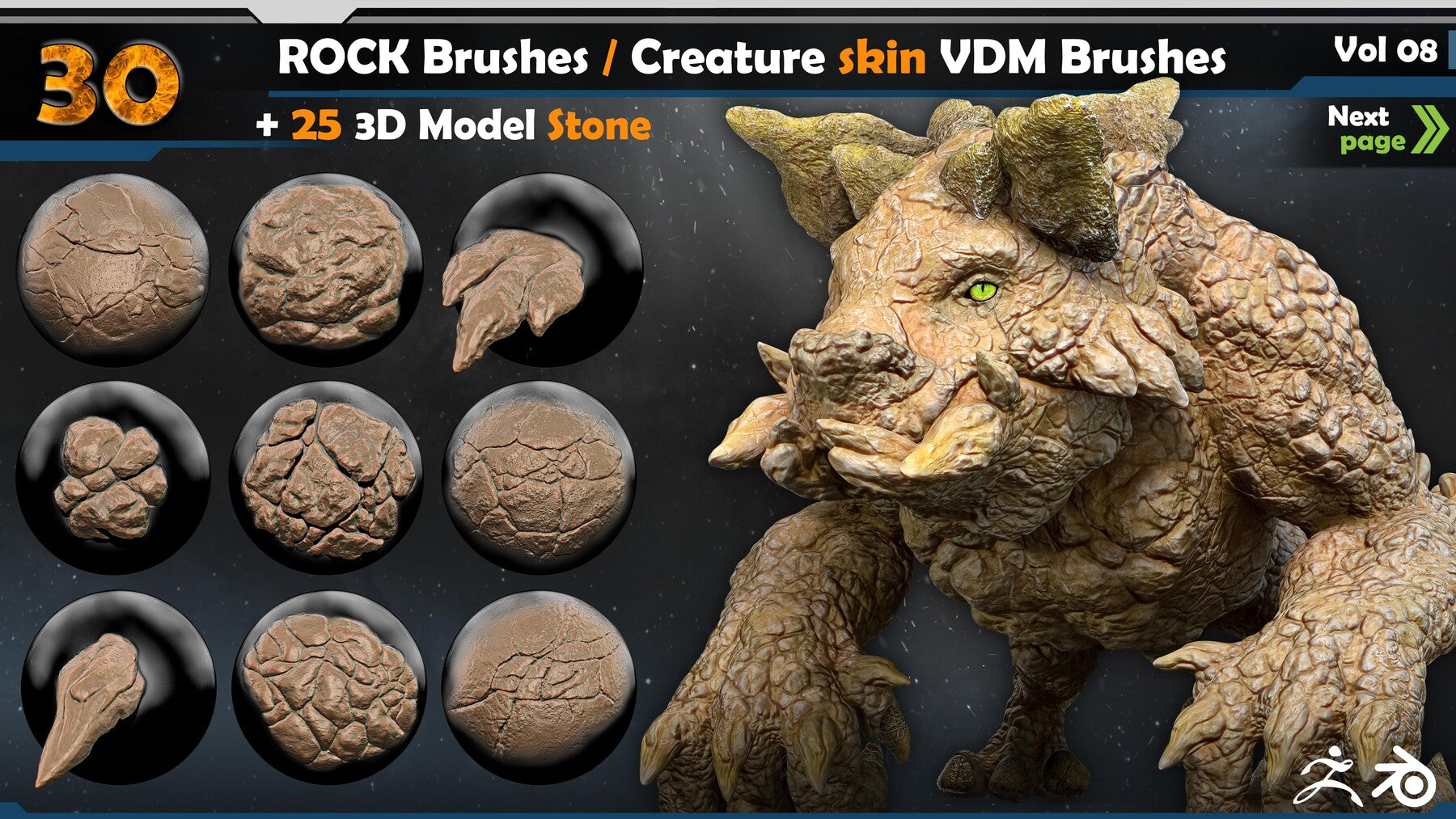 ROCK Brushes / Creature skin VDM Brushes Vol 08