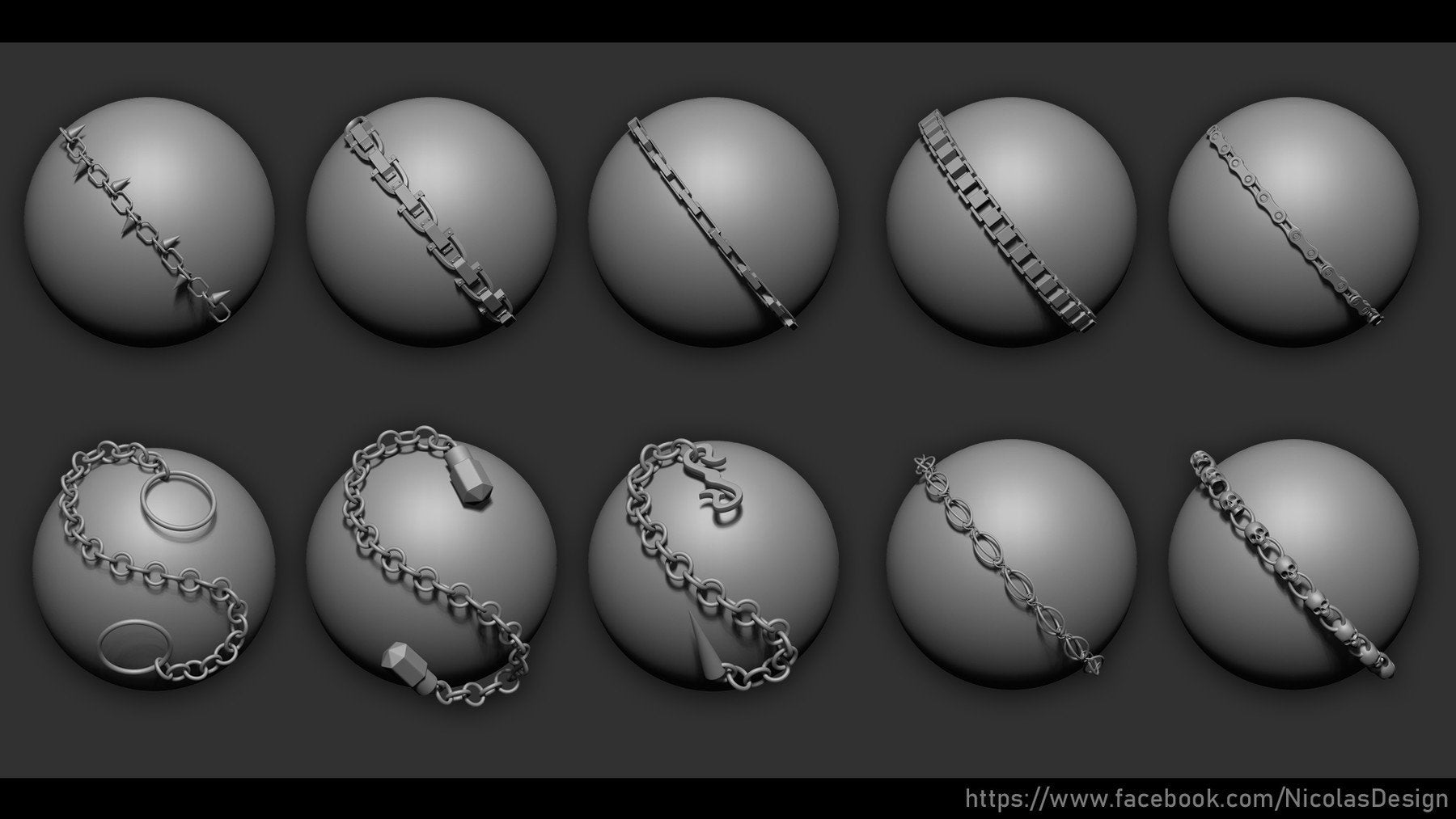 Zbrush - 20 Chains IMM Brush + Meshes