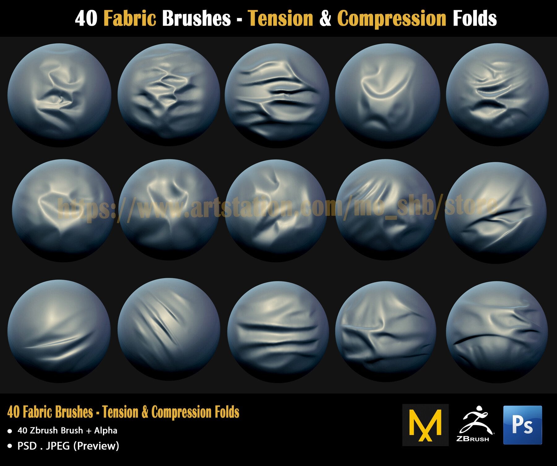 40 Fabric Brushes - Tension & Compression Folds