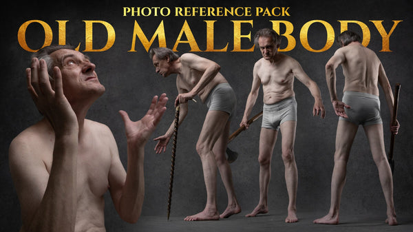 Old Male Body - Reference Photo Pack For Artists 211 JPEGs