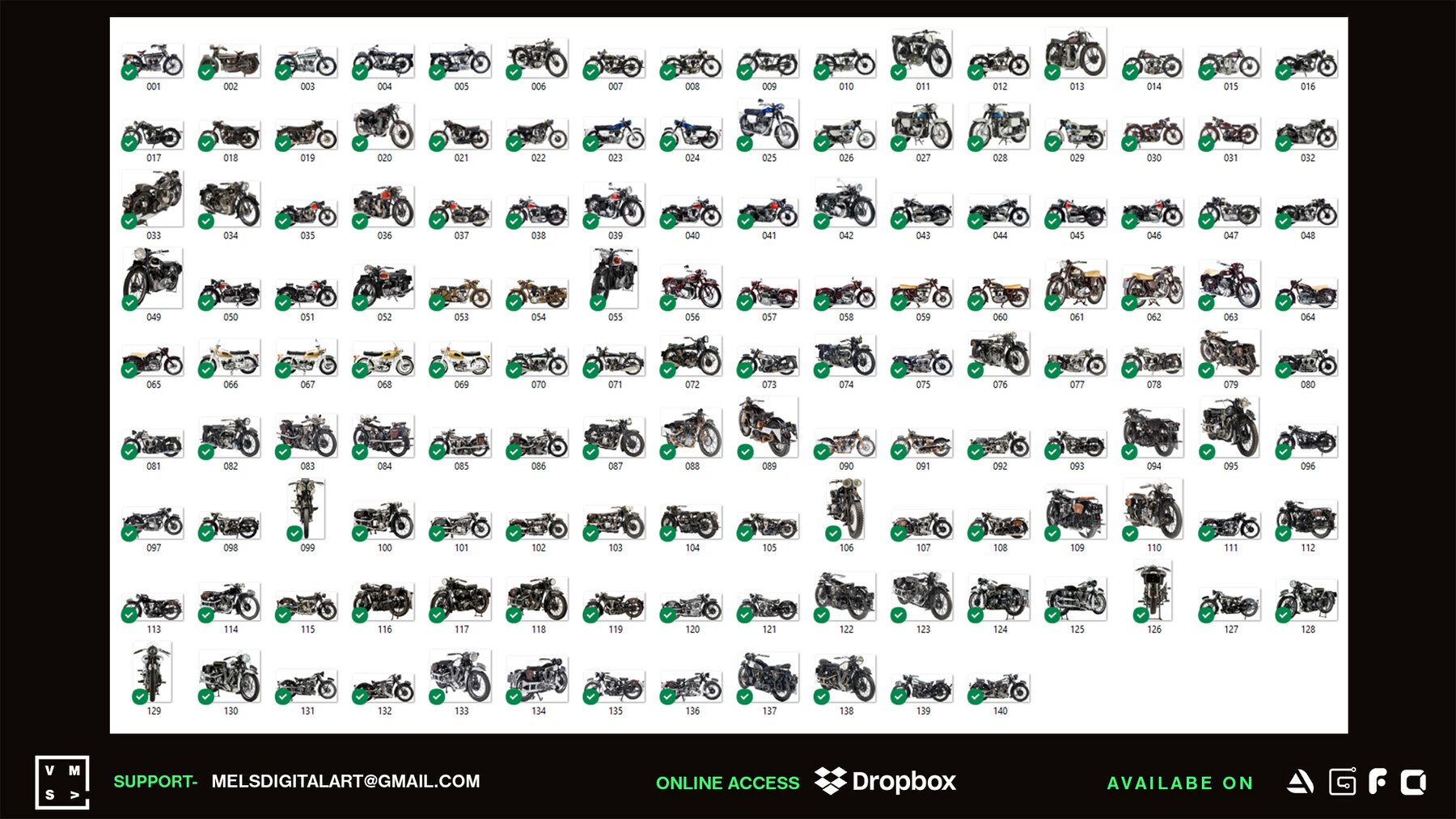 140 Rare Retro MOTORCYCLES Cut out Reference Images