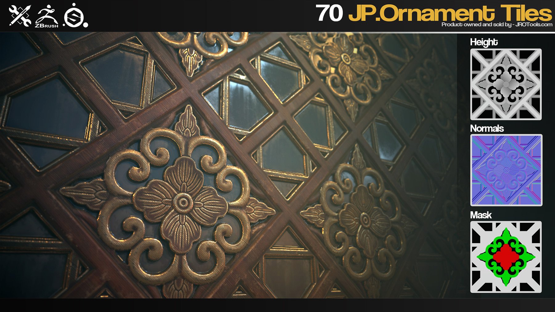 ZBrush/SP - 70 JP.Ornament Tiles