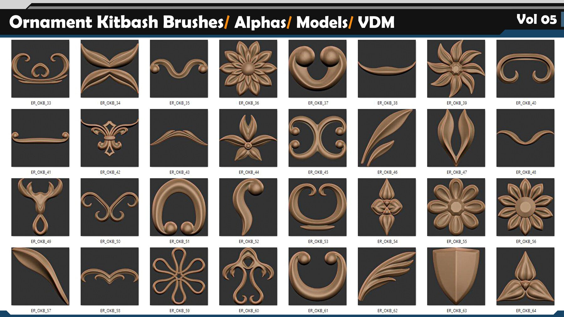 Ornament Kitbash Brushes / Alphas / Models / VDM Vol 05