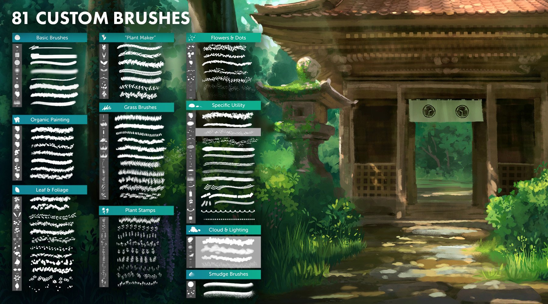 Ghibli Inspired Brushes for Photoshop and Procreate