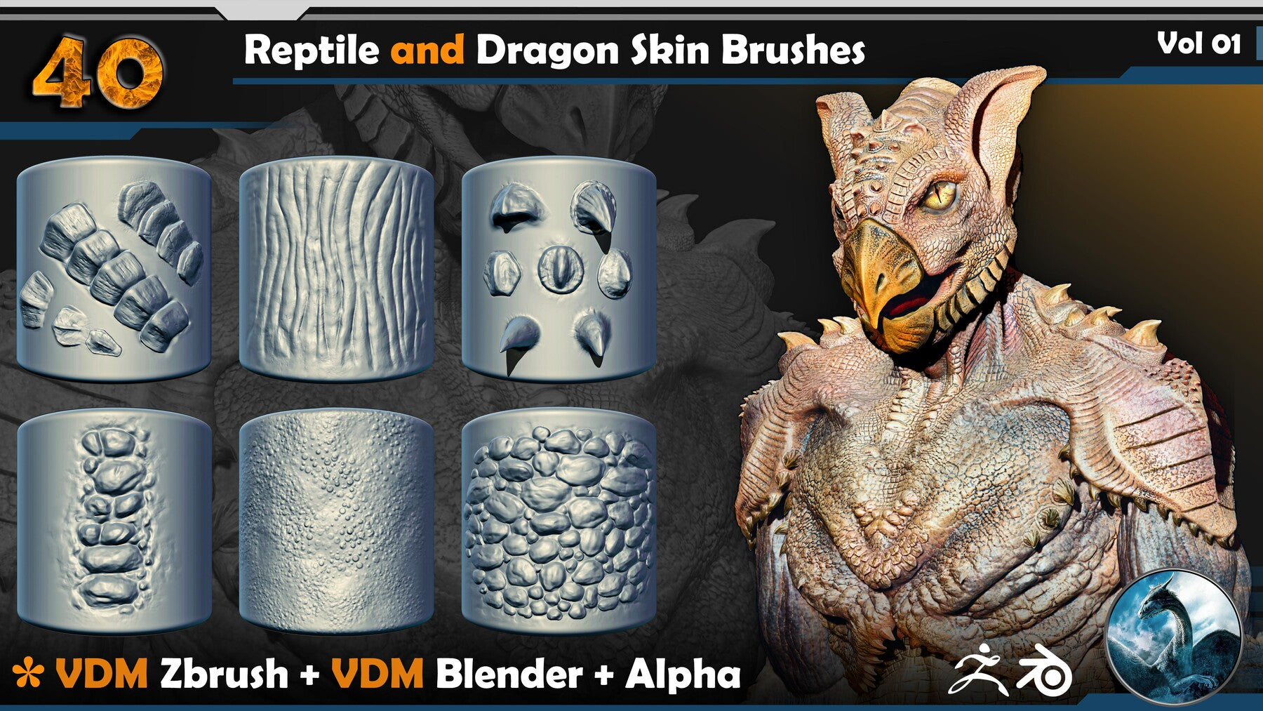 Reptile and Dragon Skin Brushes Vol 01