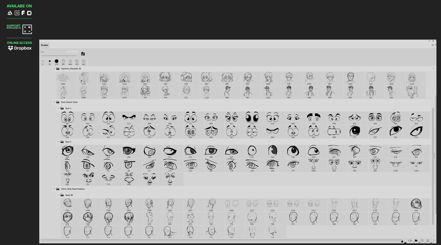 ANIME MANGA GUIDE BRUSHES [500+STUDY PRACTICE]