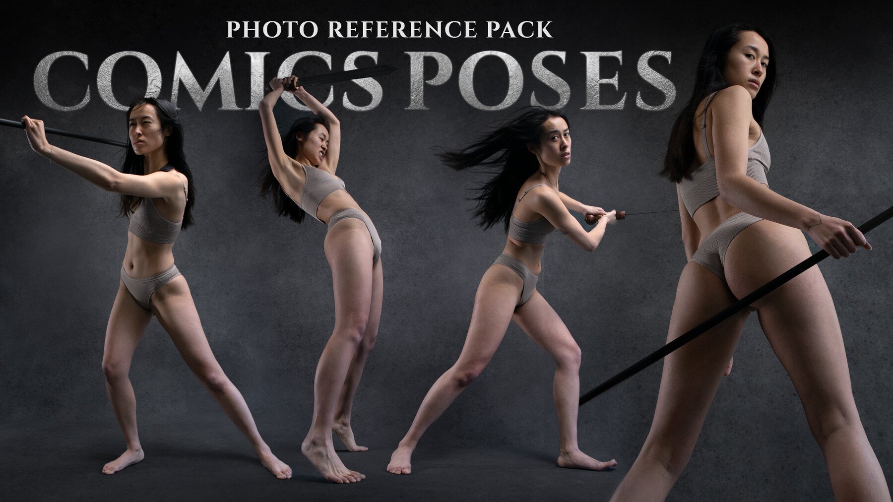 Comics Poses (female) - Reference Photo Pack For Artists 378 JPEGs