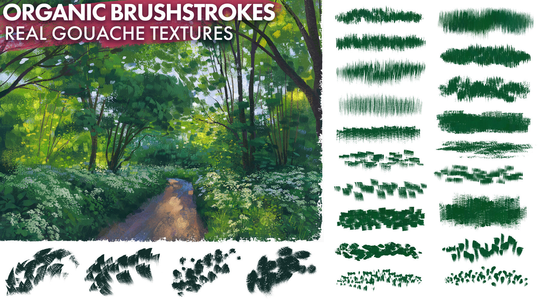 Hand-painted Gouache Brushes for Photoshop and Procreate