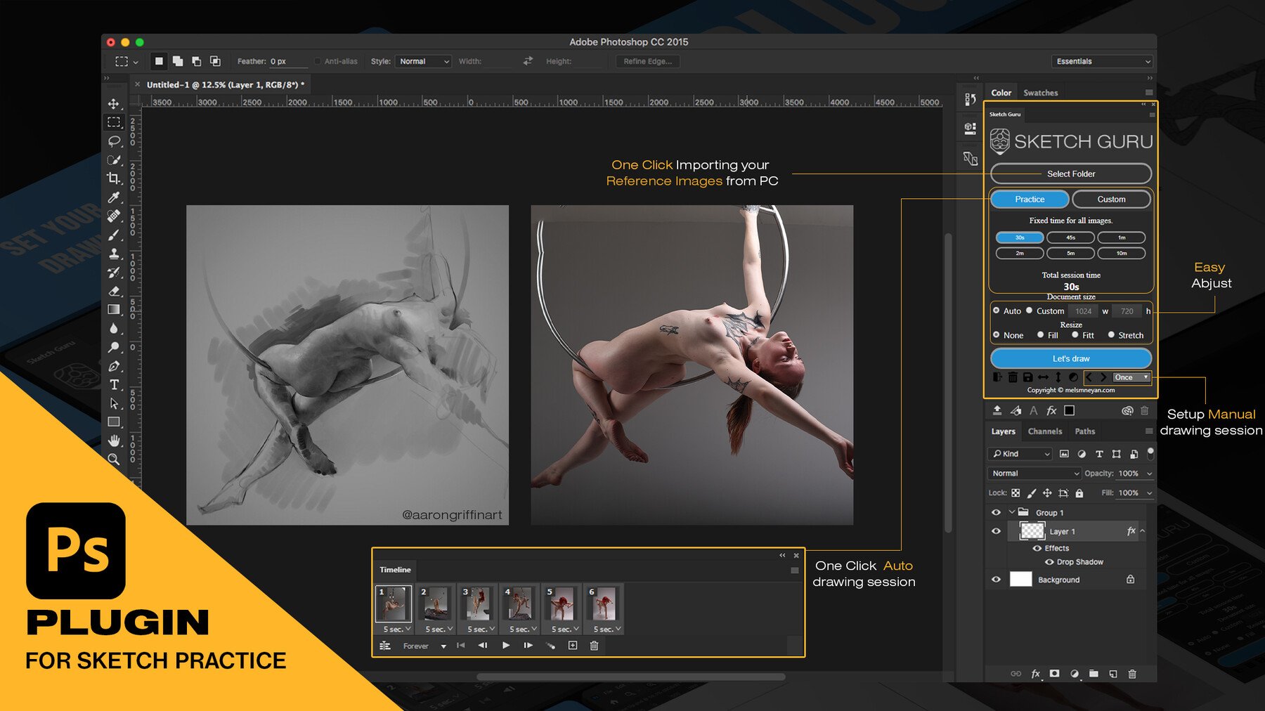 DYNAMIC POSES Vol-2 Reference Images 490+[PS Plugin Includes]