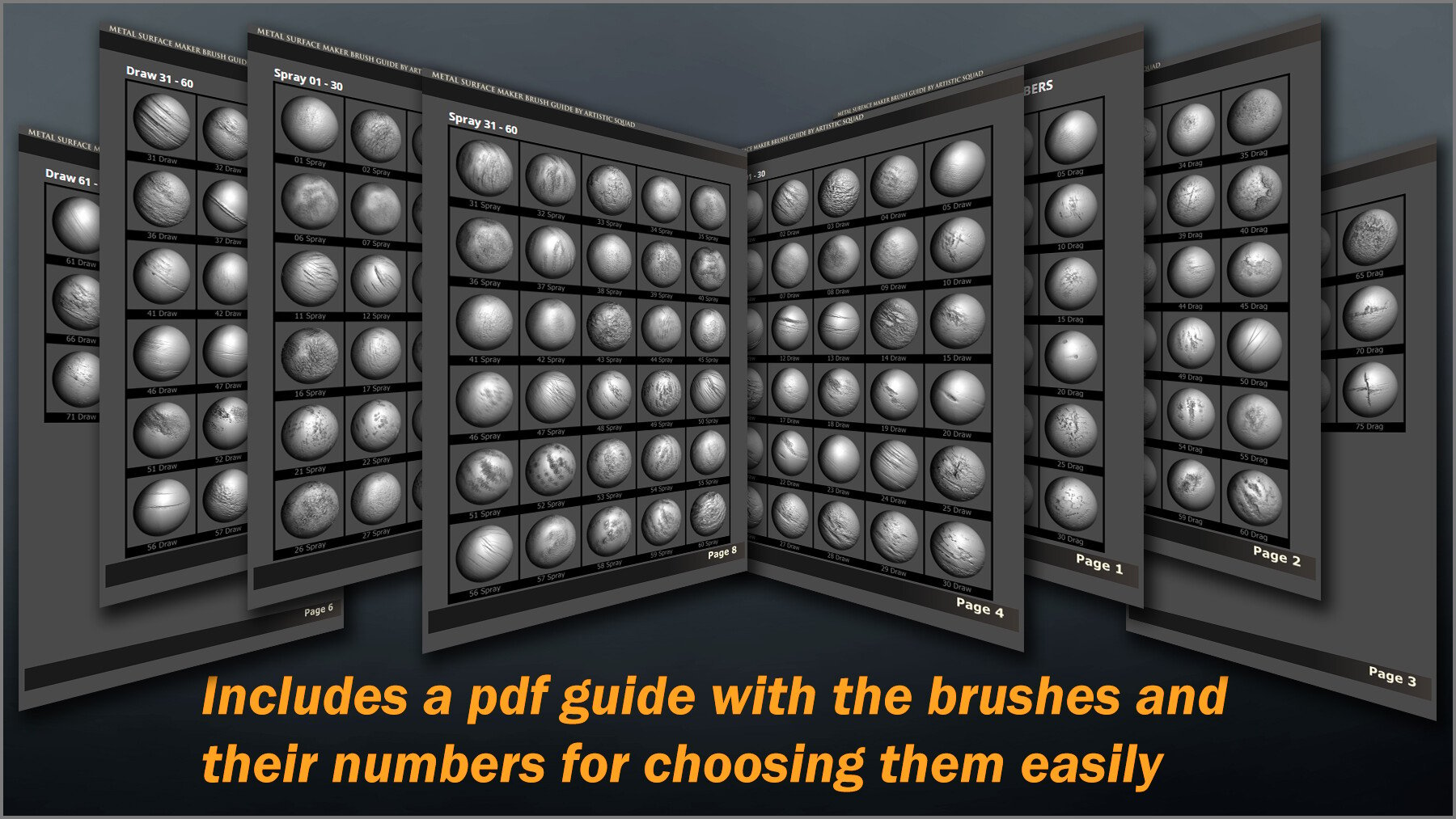 Metal Surface Maker 300 ZBrush Brushes, 75 Alphas, and 40 Patterns