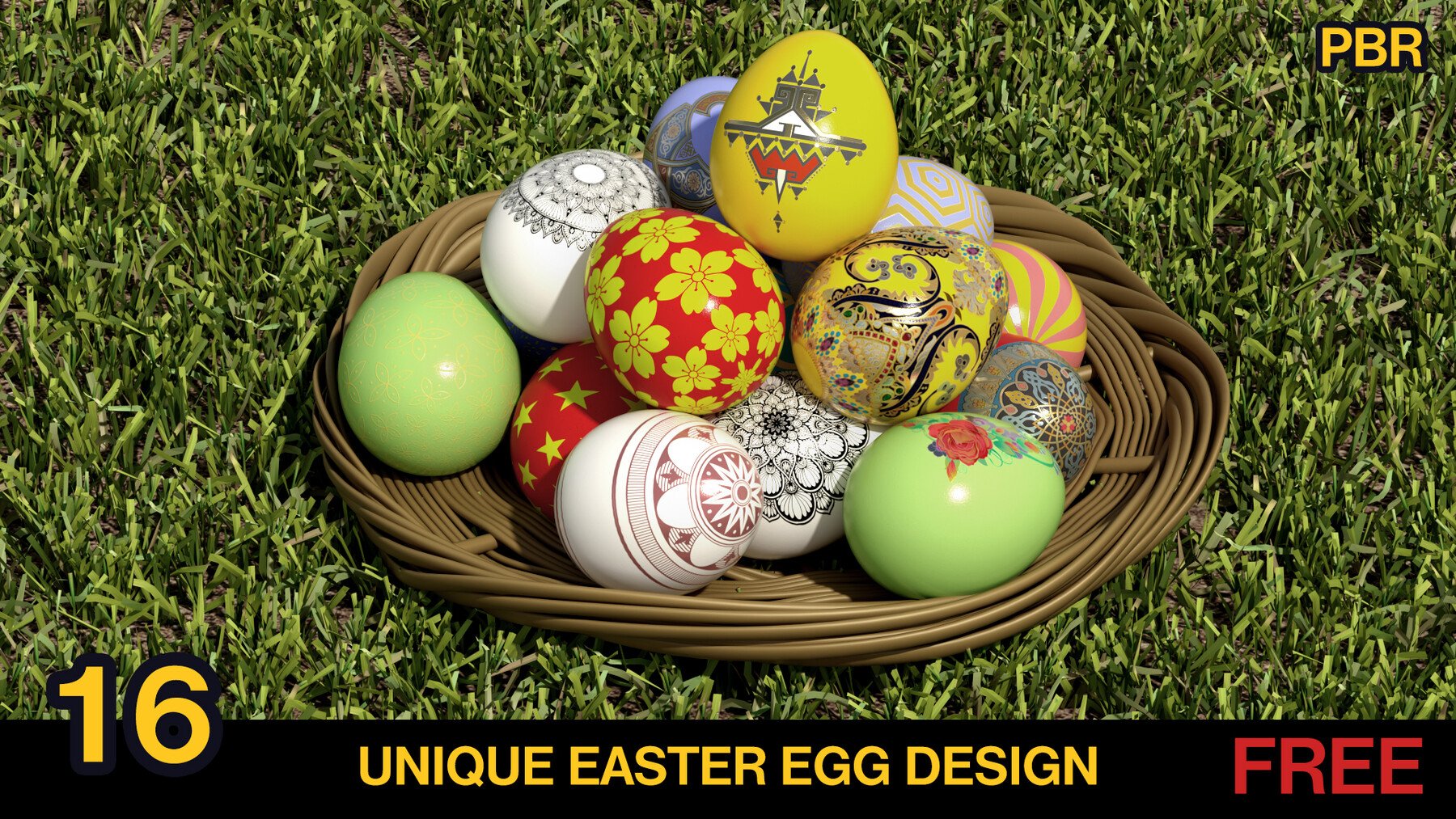 16 Easter EGGs collection [PBR texured] 4k